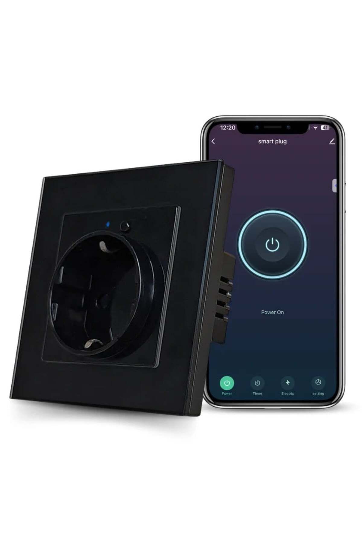 iUni-Smart Socket iUni SS1, WiFi, 16A, Smart Life / Tuya APP, Alexa/Google Assistant Compatible, Black 1
