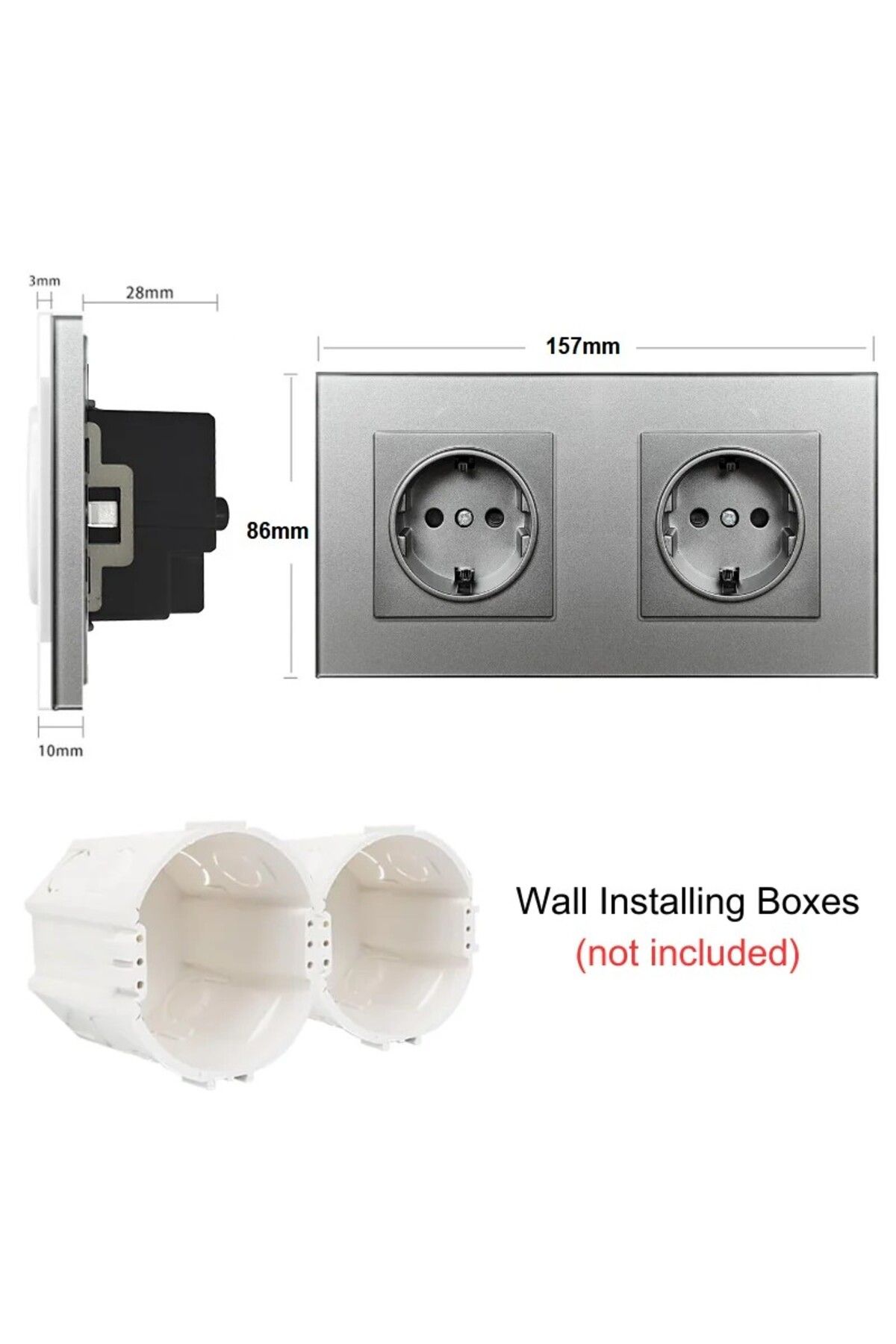 iUni-Double Socket With Tempered Glass Frame Ws2, 16a, Silver 8
