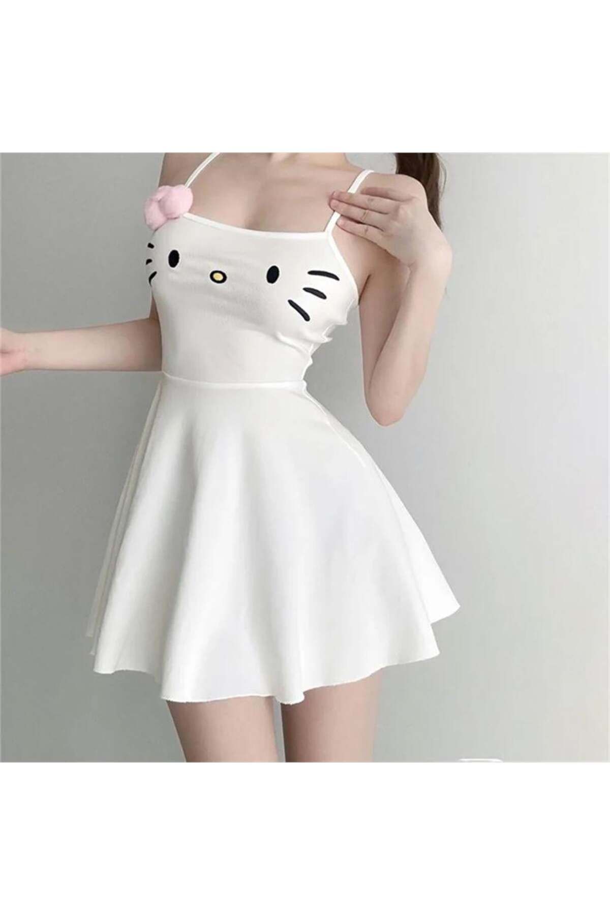 BALİNA Beyaz Hello Kitty Face Askılı Elbise THE SOLO