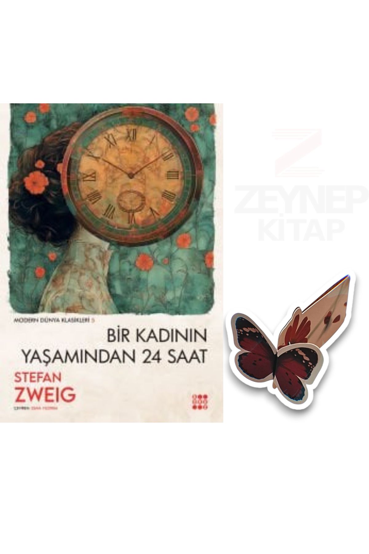 Dokuz Yayınları Bir Kadının Yaşamından 24 Saat (Özel Tasarım Hareketli Kelebek Ayraç Hediye)