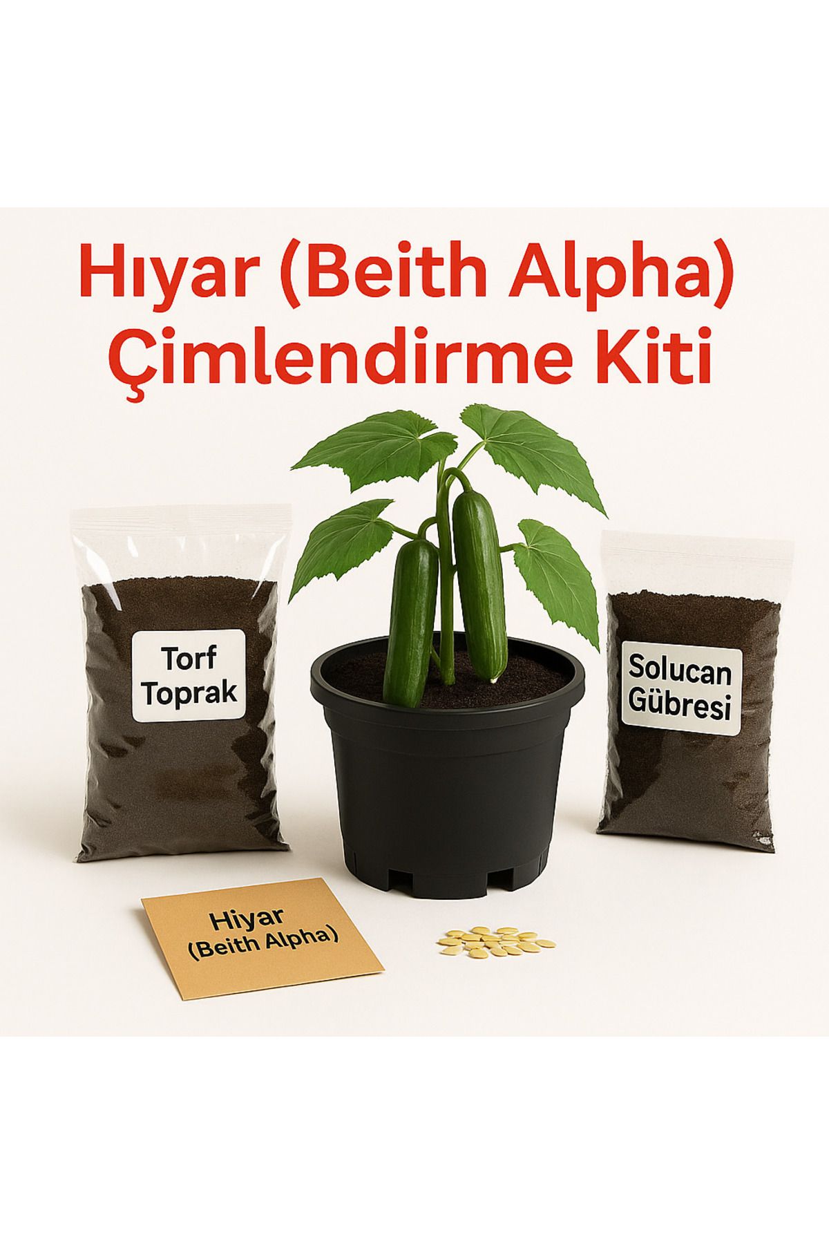 Bağ bahçe Fidan Hıyar ( Beith Alpha ) Çimlendirme Başlangıç Kiti – Saksılı, Topraklı, Gübreli, Organik Tohumlu Set