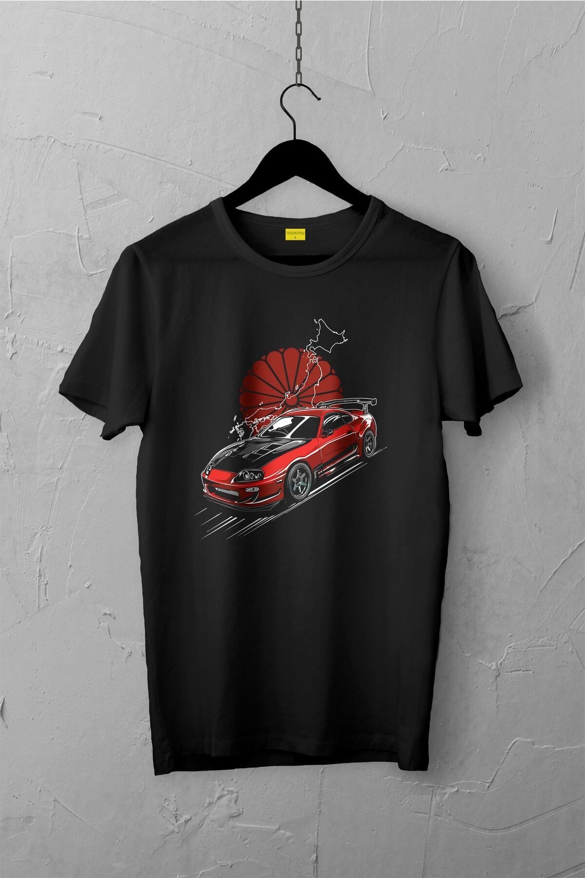Pisa Art Toyota Supra Design Tshirt , Unisex Premium, Çatlama Solma Yapmaz / Otomobil