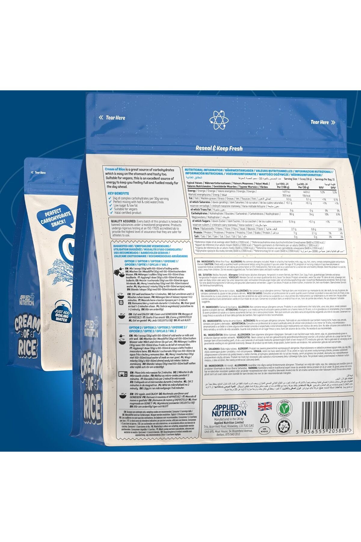 applied nutrition-Cream Of Rice, Unflavored, 1 Kg | High Carbohydrate | Source Of Energy For Breakfast & Snacks 5