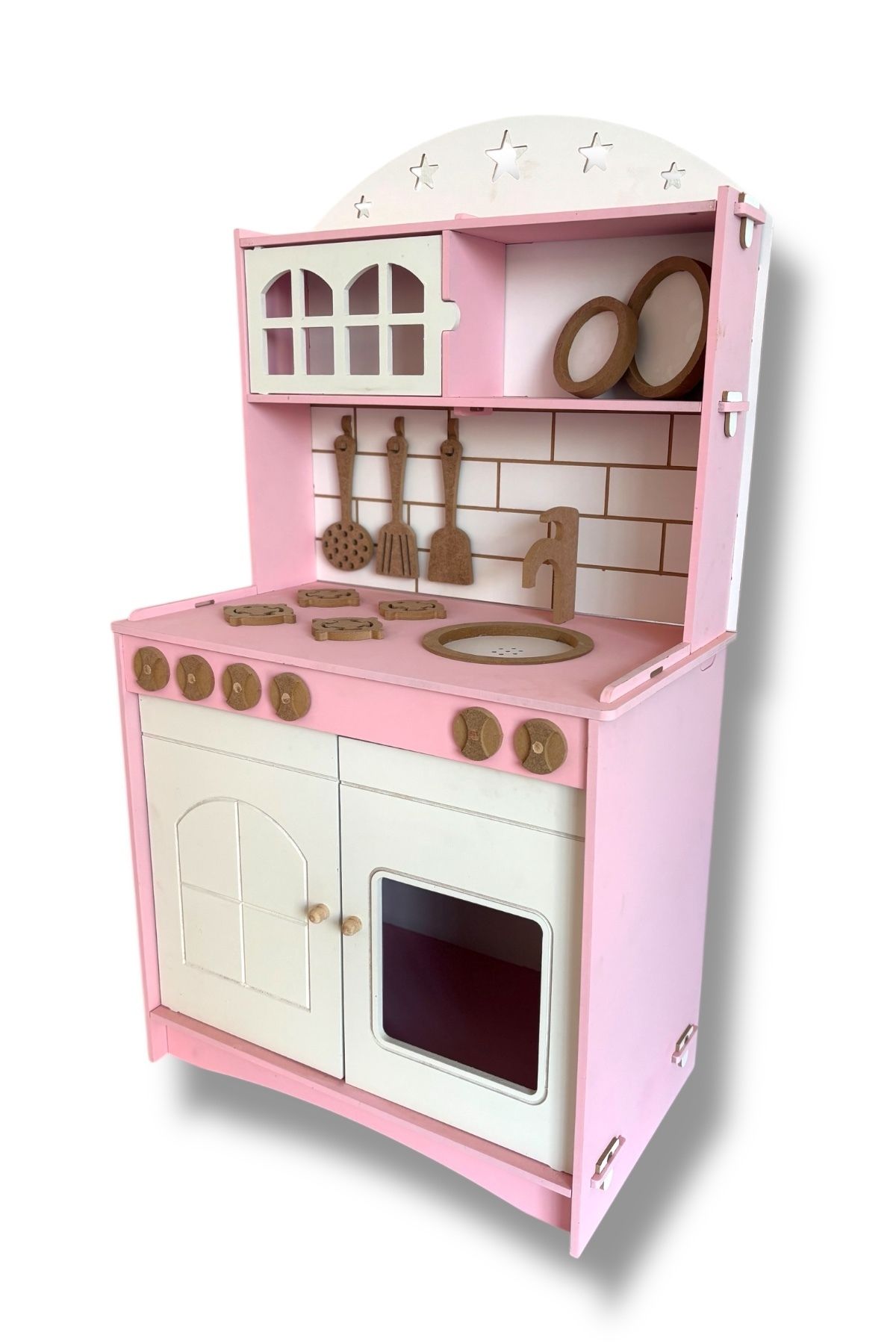 Pembe Boyalı Mutfak Montessori Oyuncak Set Ekonomik Seri