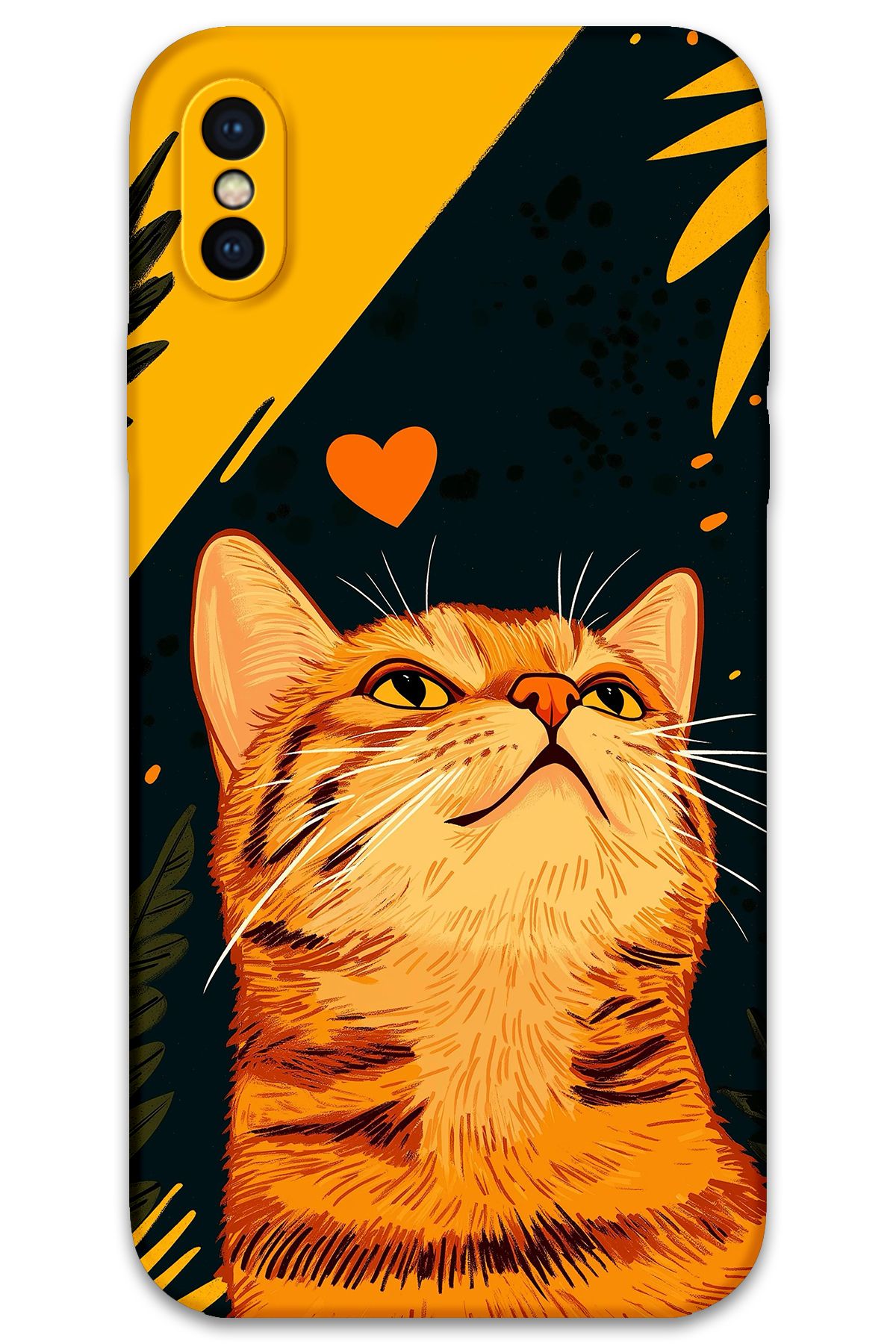 Gramaphone iPhone Xs Uyumlu Kedi Desenli Telefon Kılıfı + Ekran Koruyucu - 5783