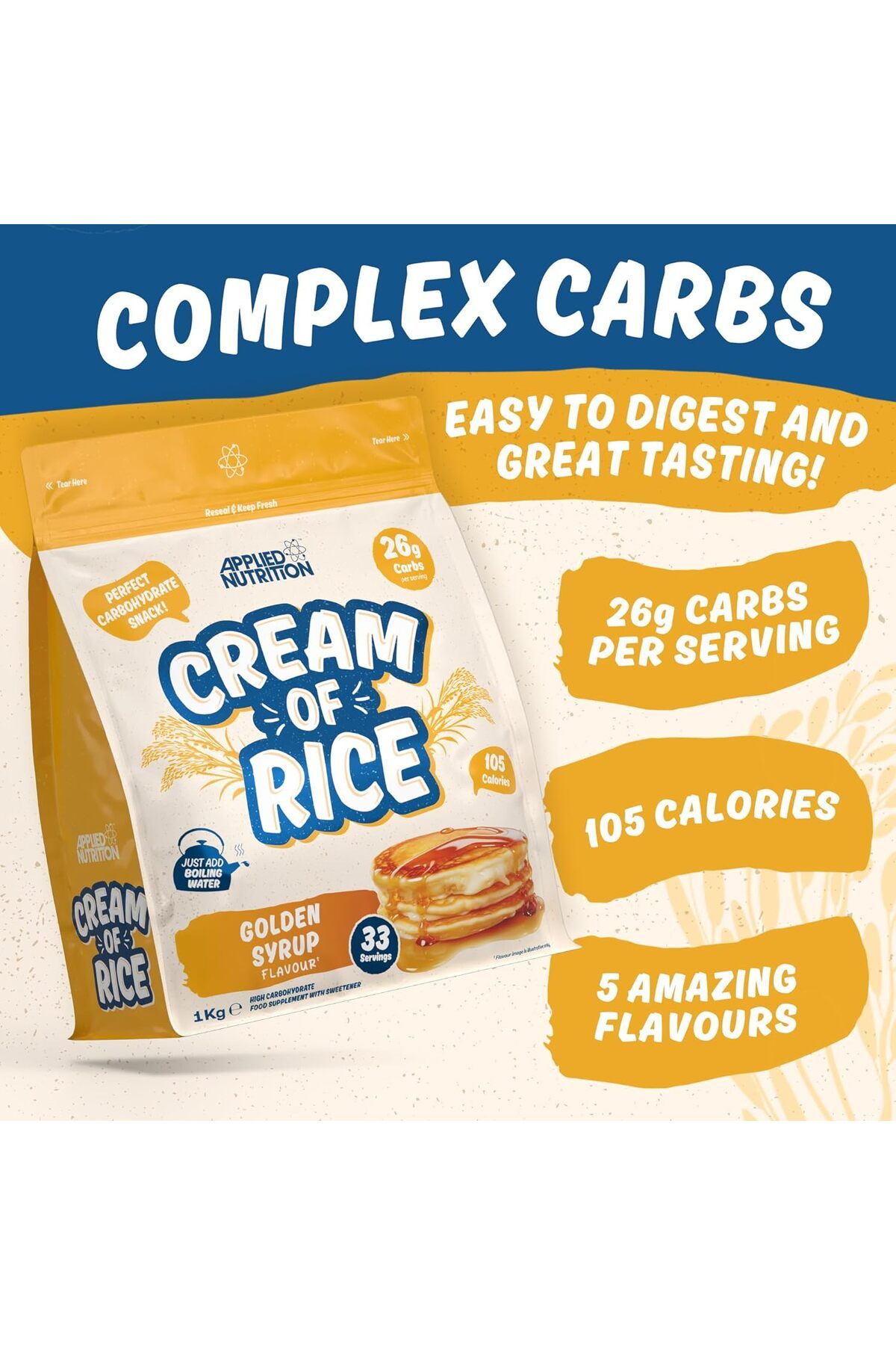 applied nutrition-Cream Of Rice, Golden Syrup, 1 Kg | High Carbohydrate | Source Of Energy For Breakfast & Snacks 2