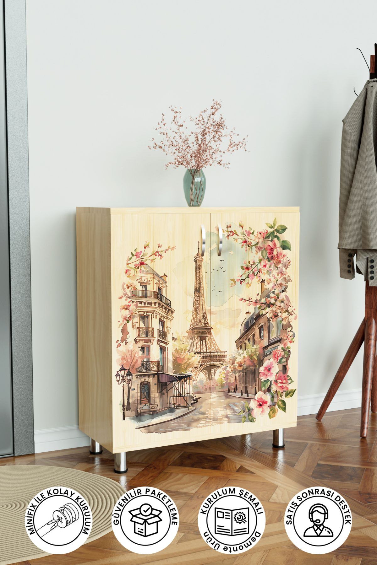 Hediyeler Kapında Masterpice Of Paris 4 Raflı Ayakkabılık Antre Hol Çok Amaçlı Ayakkabı Dolabı