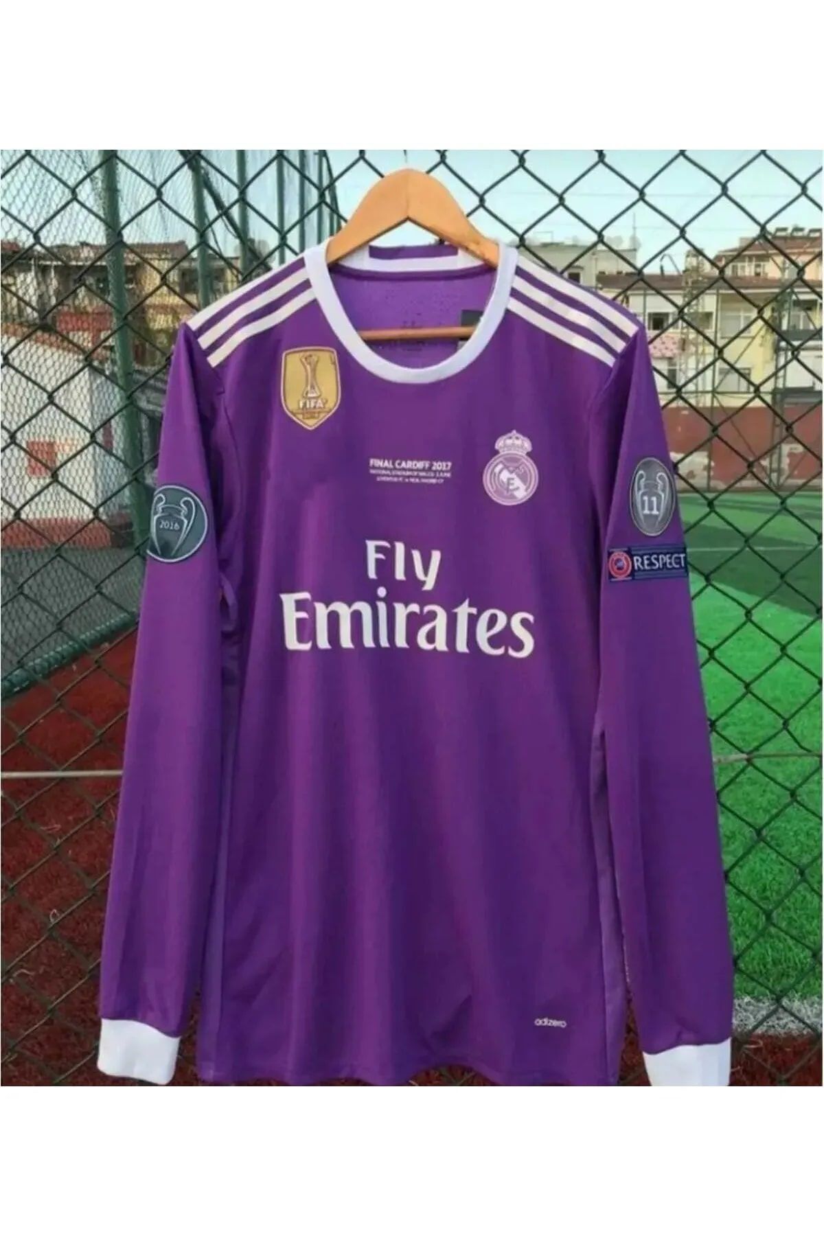 yenteks Cristiona Ronaldo Real.Madrid. Uzun Kol 2017 Cardif Şampiyonlar Ligi Mor Yetişkin Forması