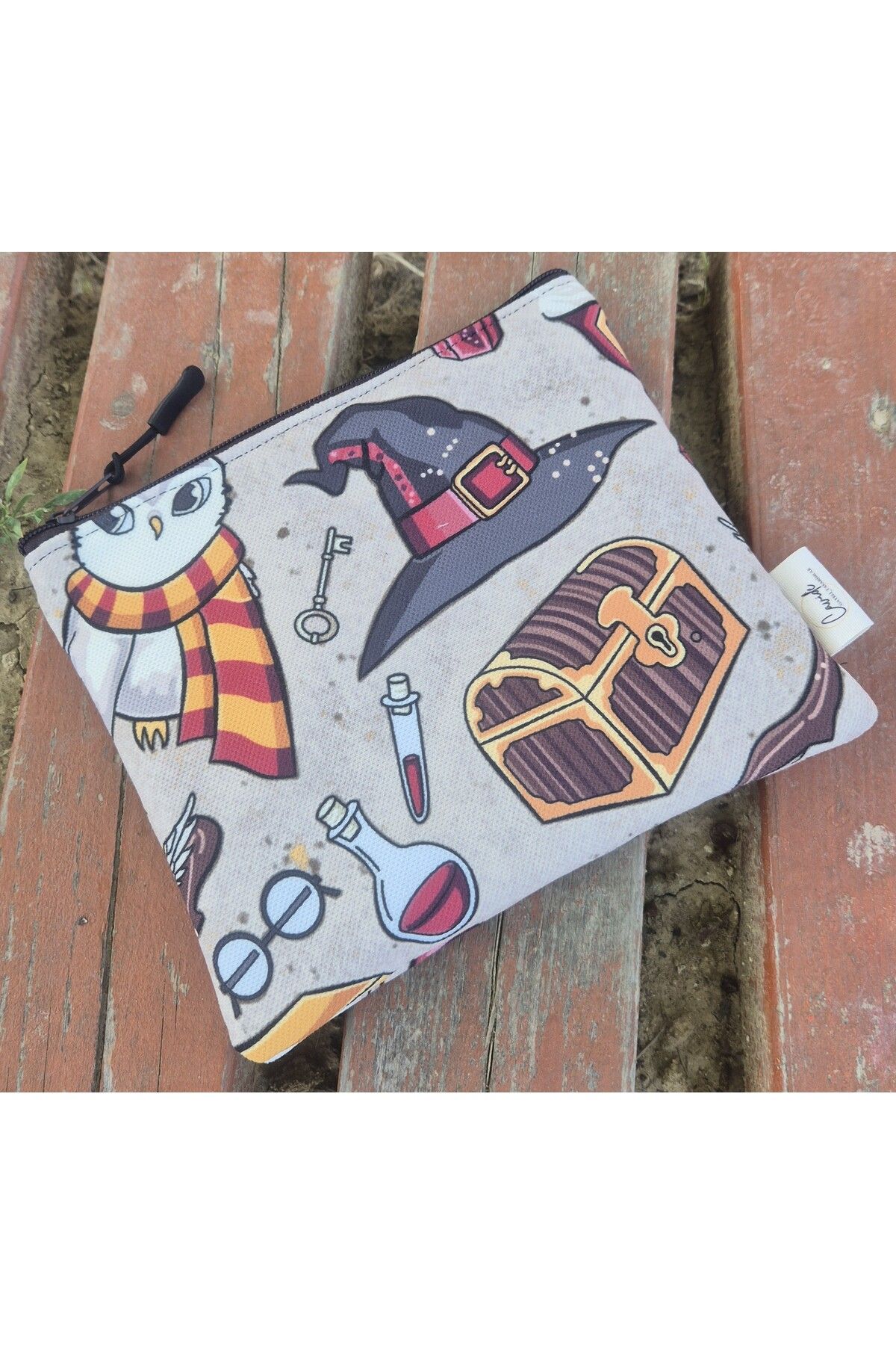 gayelitasarımlar Harry Potter Büyücü Desenli Dijital Baskı Kumaş Çanta - Fermuarlı - Astarlı