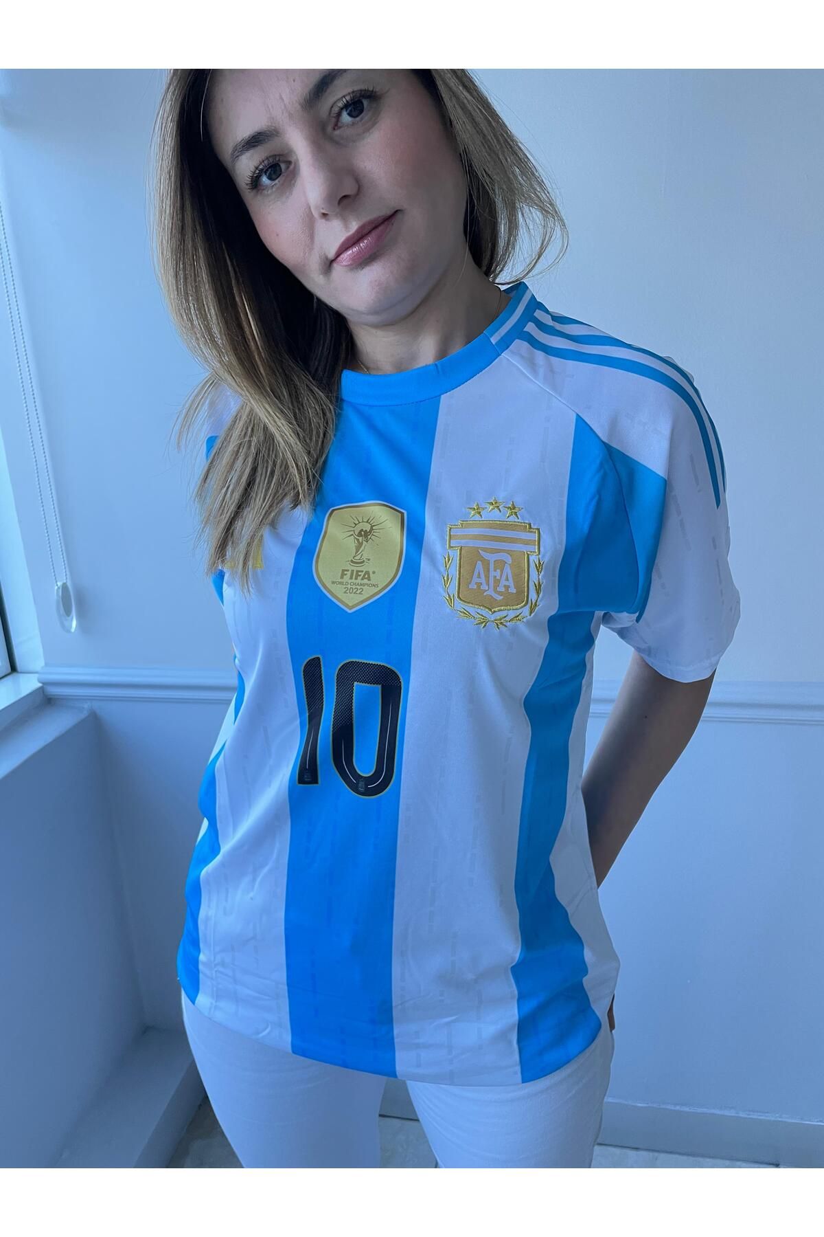 yenteks Lionel Messi Arjantin Milli Takım Kısa Kol 3 Yıldız Yetişkin Forması