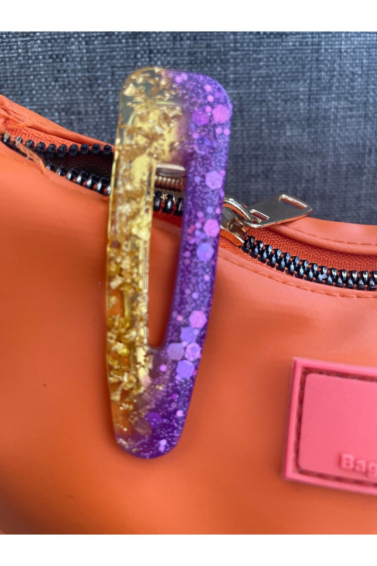 VokaAccessories Epoxy Çiçekli saç aksesuar seti:3 lastıkli toka ve 1 klips