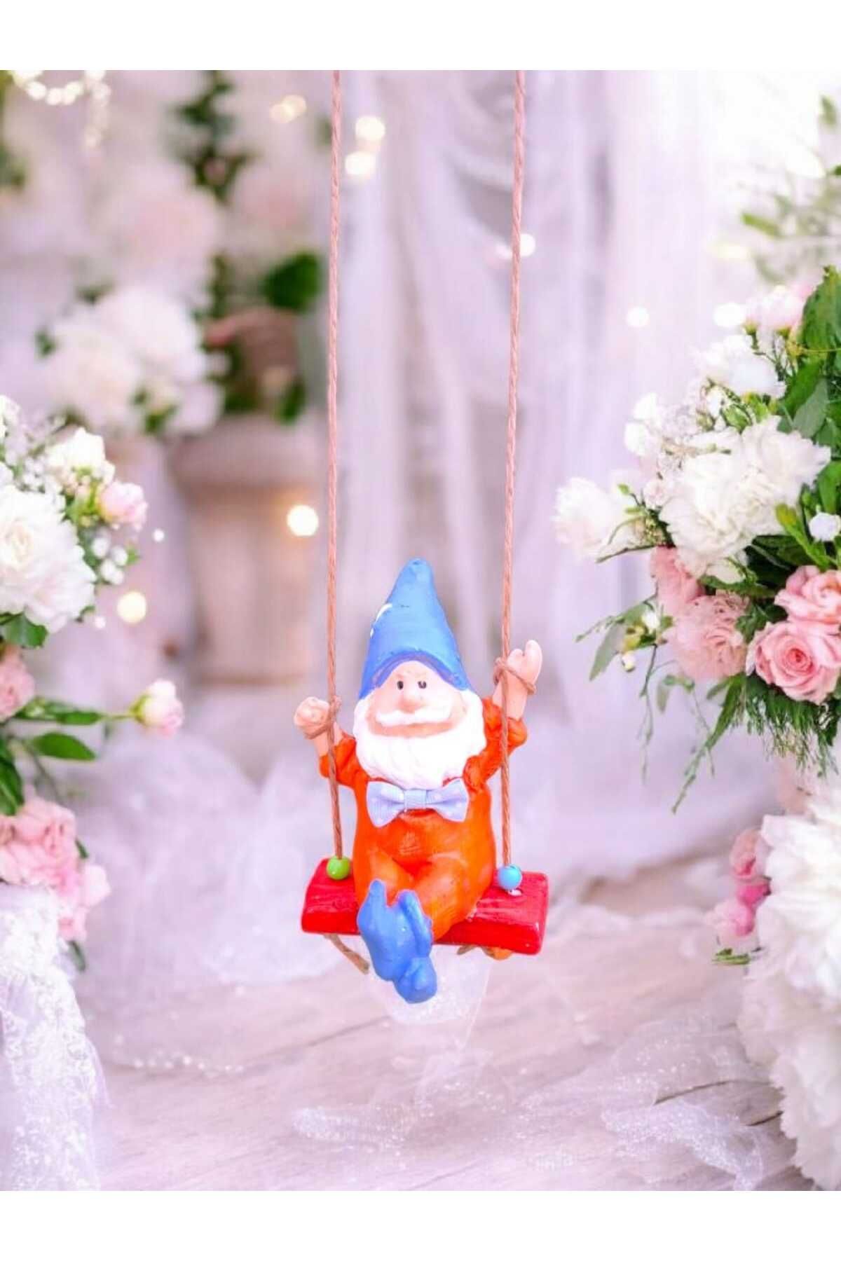Dropcek eticaret Dekoratif Maskot Sallanan Cüce Bahçe Balkon Süsü