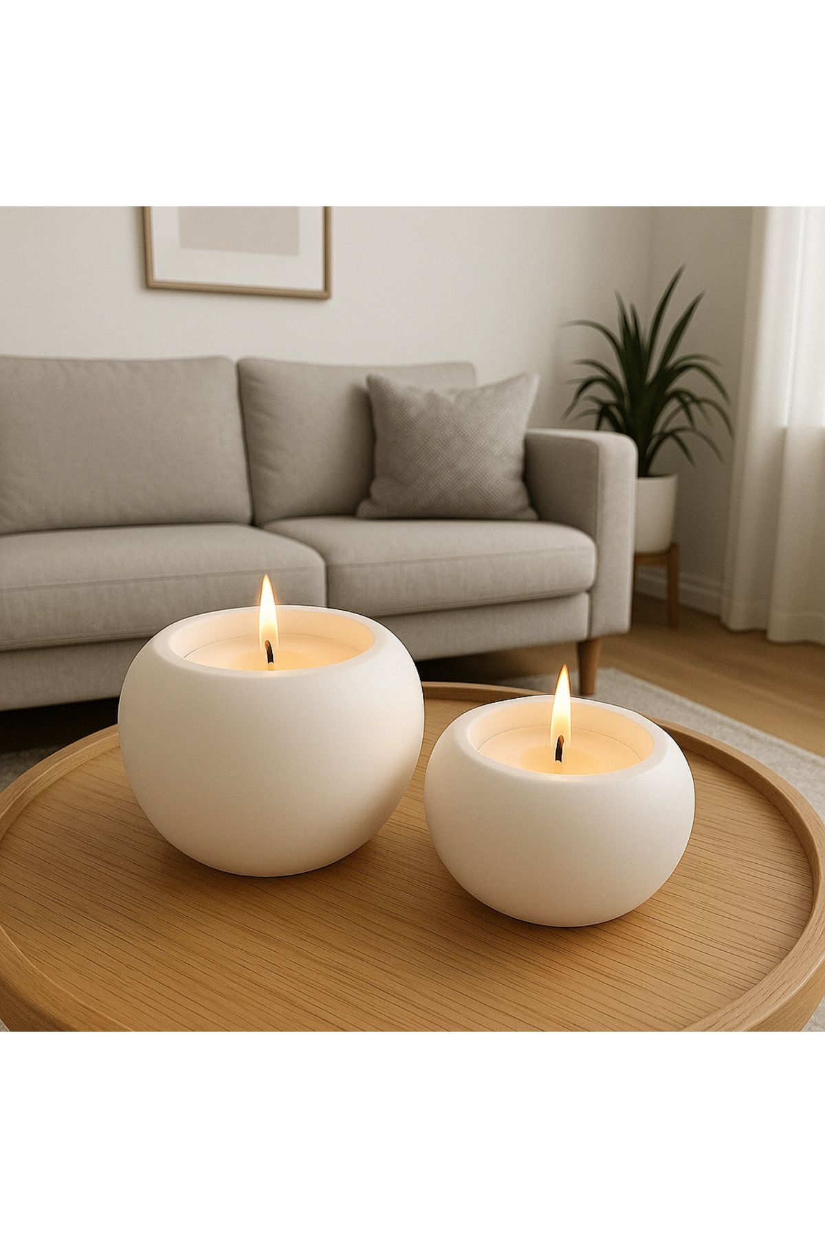 Arteliss İskandinav Bohem Tarzı 2'li Küre Mum Set Premium Lavanta Kokulu Minimal Dekoratif