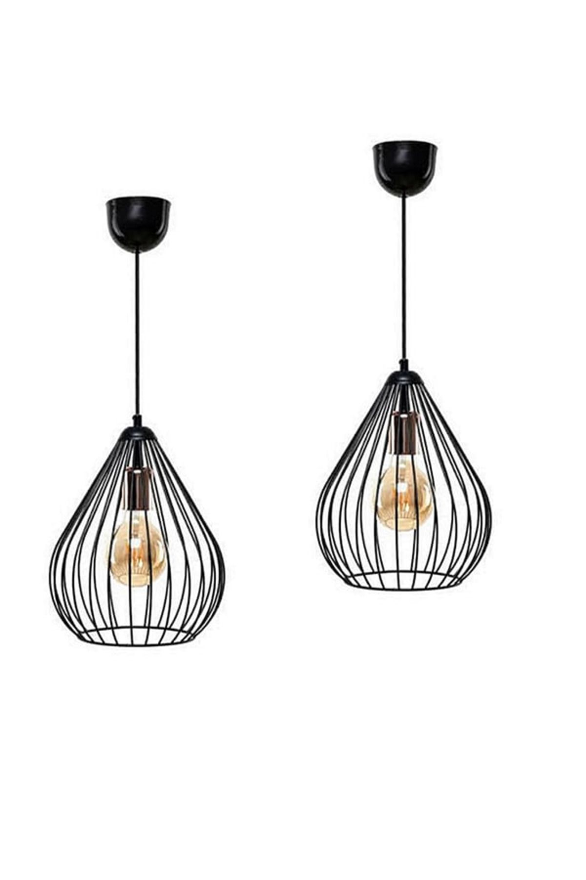 ToshbicShop İkili Retro Metal Kafes Sarkıt Avize Rustik
