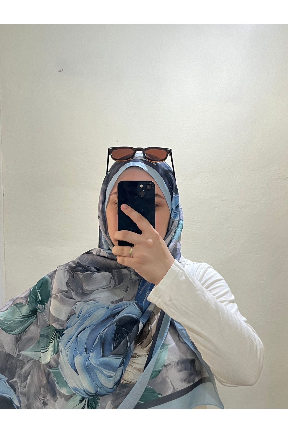 BOUTİCON Kokulu Çiçek Desenli Bebe Mavisi Soft Pamuklu Şal 75x180