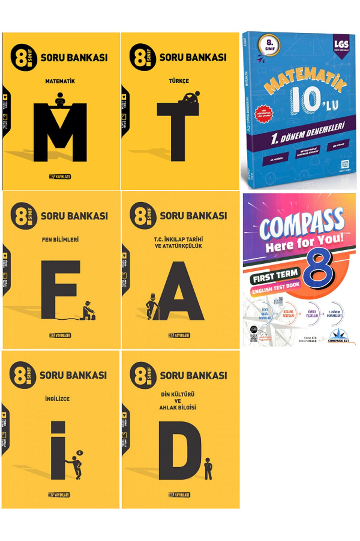 Efsane Yayınları 8.Sınıf Hız Matematik + Türkçe + Fen Soru Bankası / Matematik + İngilizce Test Book HEDİYE - 8 KİTAP