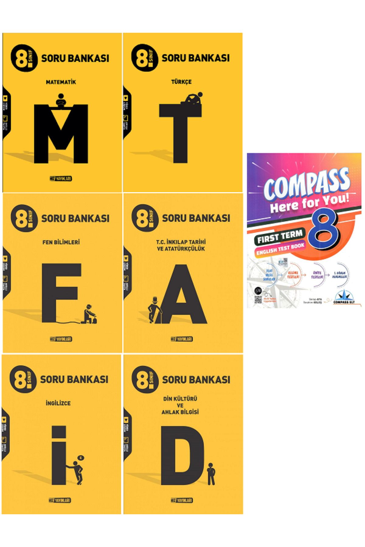 Efsane Yayınları 8.Sınıf Hız Matematik + Türkçe + Fen + Din Soru Bankası / İngilizce Test Book HEDİYE - 7 KİTAP SET