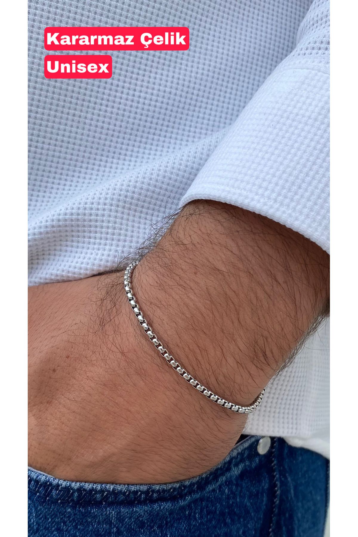 ruvelu Kararmaz Çelik Unisex Arnavut Model Bileklik
