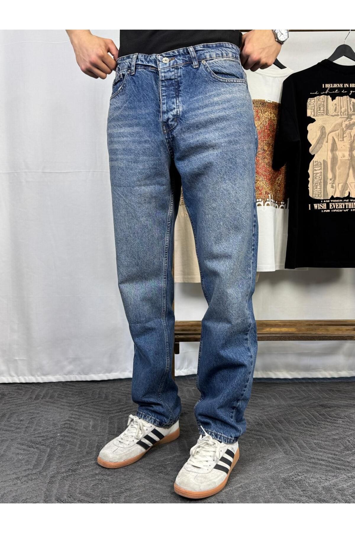 BRAVALDE Mavi Baggy Kot Pantolon BRV335