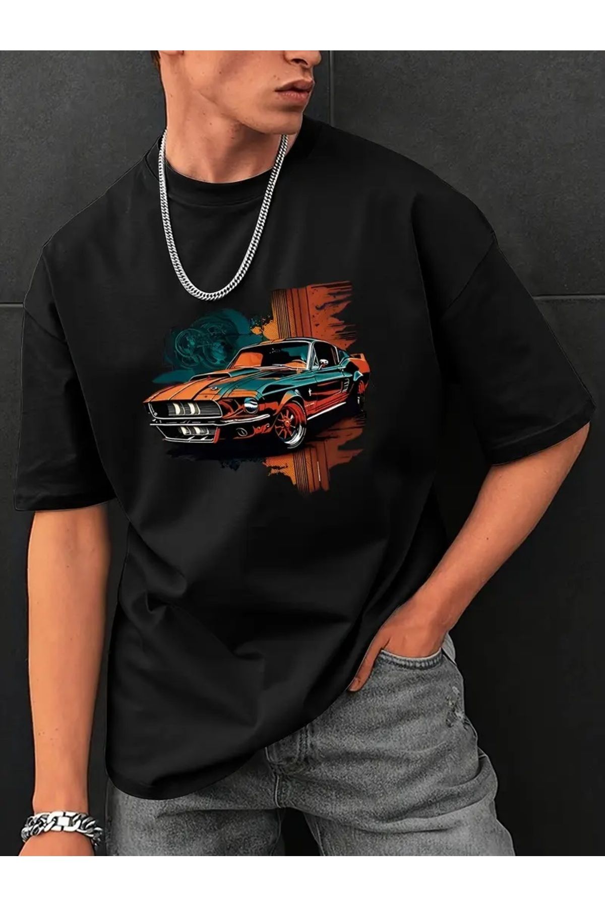 qubo sportswear & company qubo Unisex Oversize Baskılı Pamuklu Bisiklet Yaka Kısa Kollu SİYAH T-shirt