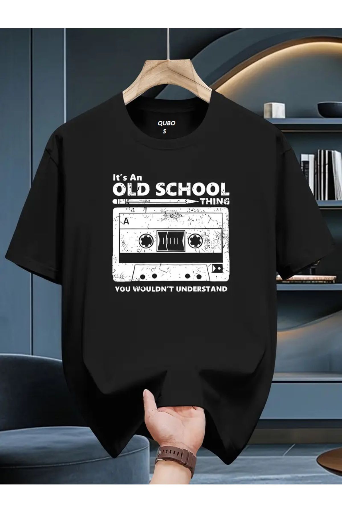 qubo sportswear & company qubo Unisex Oversize Baskılı Pamuklu Bisiklet Yaka Kısa Kollu SİYAH T-shirt