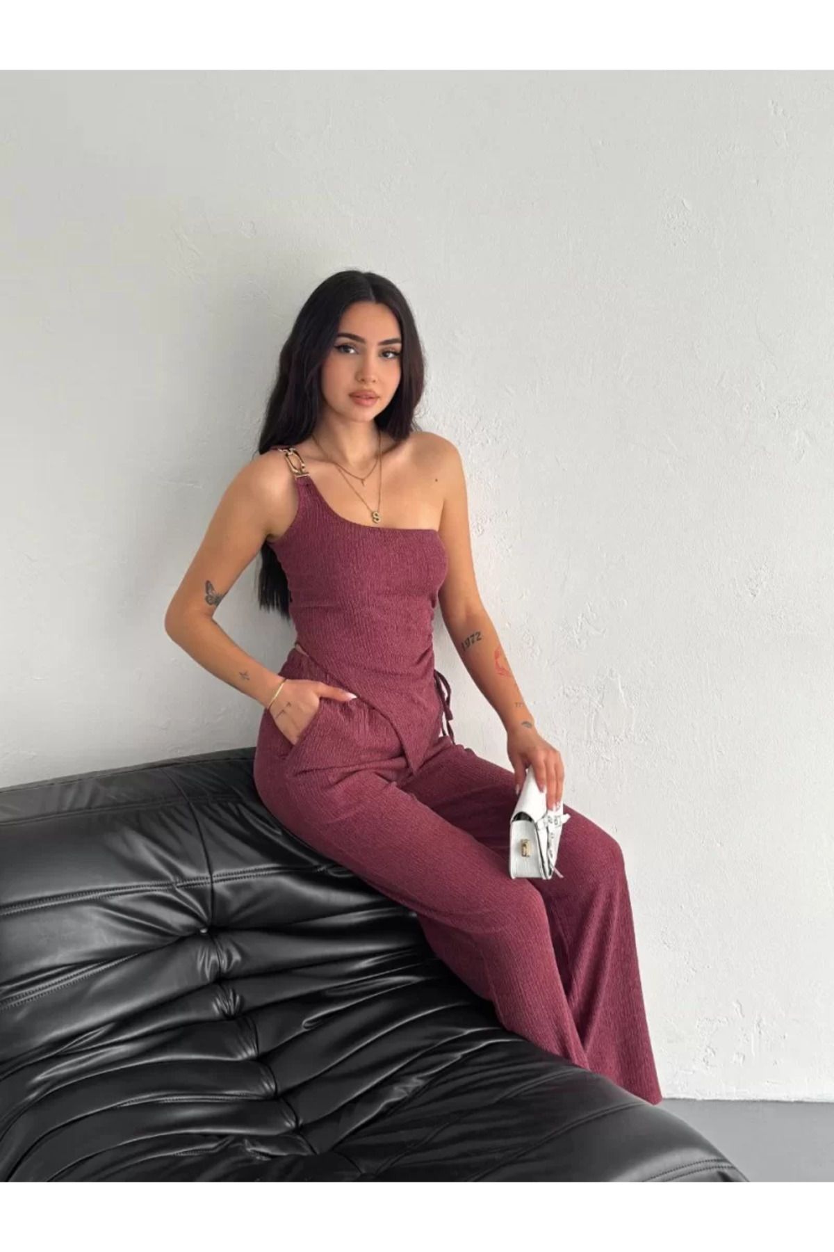 BBbutik Şık - Trend Crop Pantalon ikili Takım