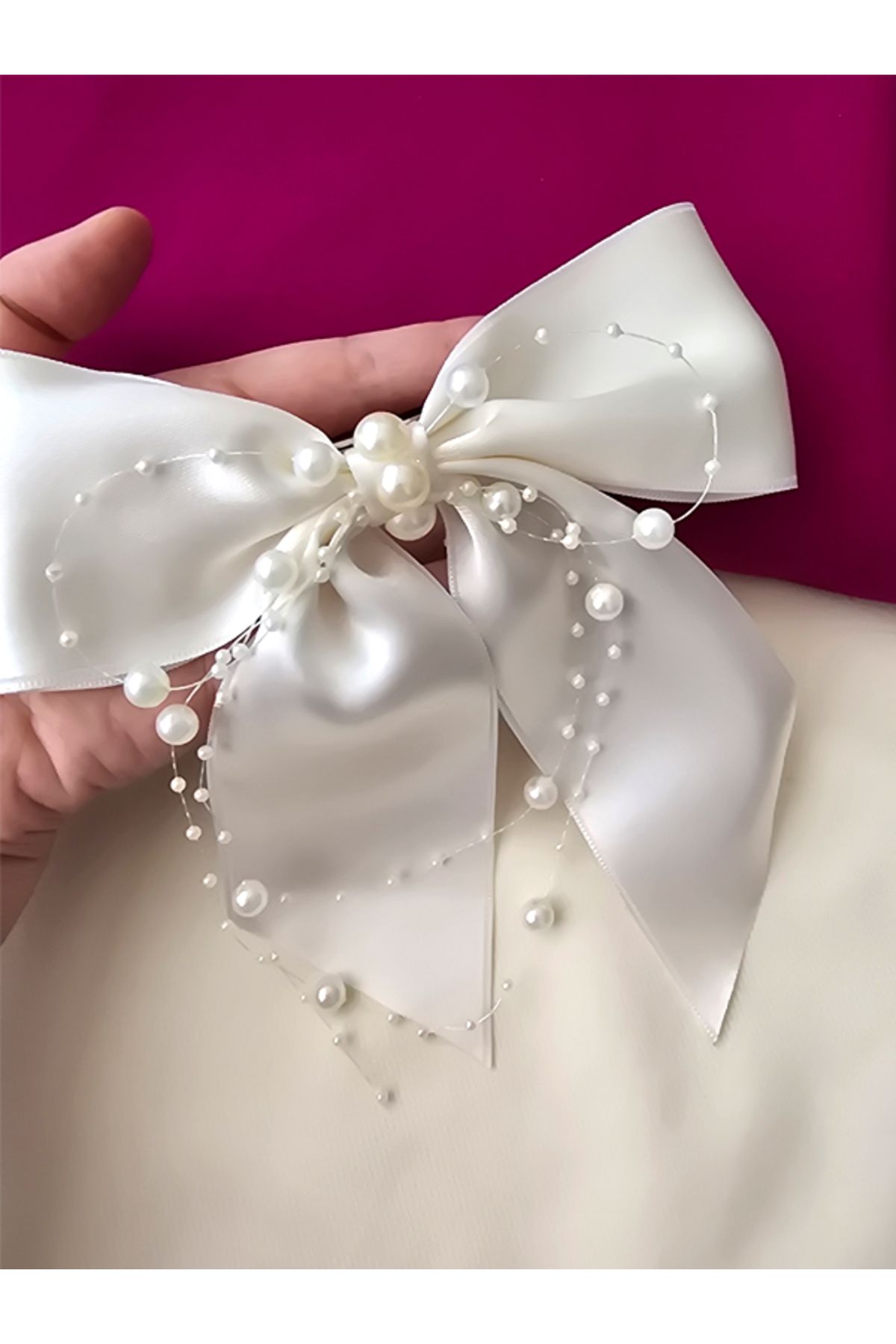Riccoco Accessory Krem Nikah Toka Gelin Toka Özel Gün İncili Toka