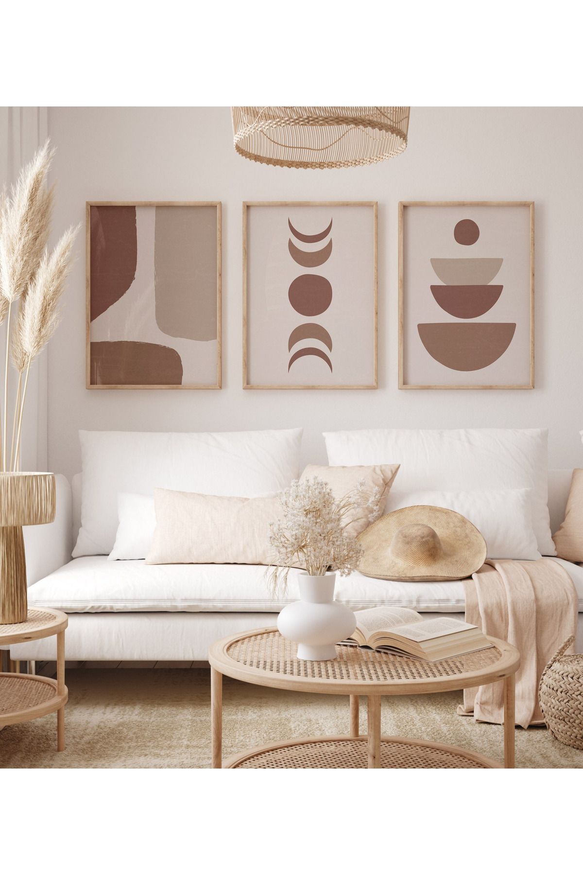 Tuba Decor KOPYA - 3 Parça Ahşap Çerçeve Görünümlü MDF Poster Tablo Seti