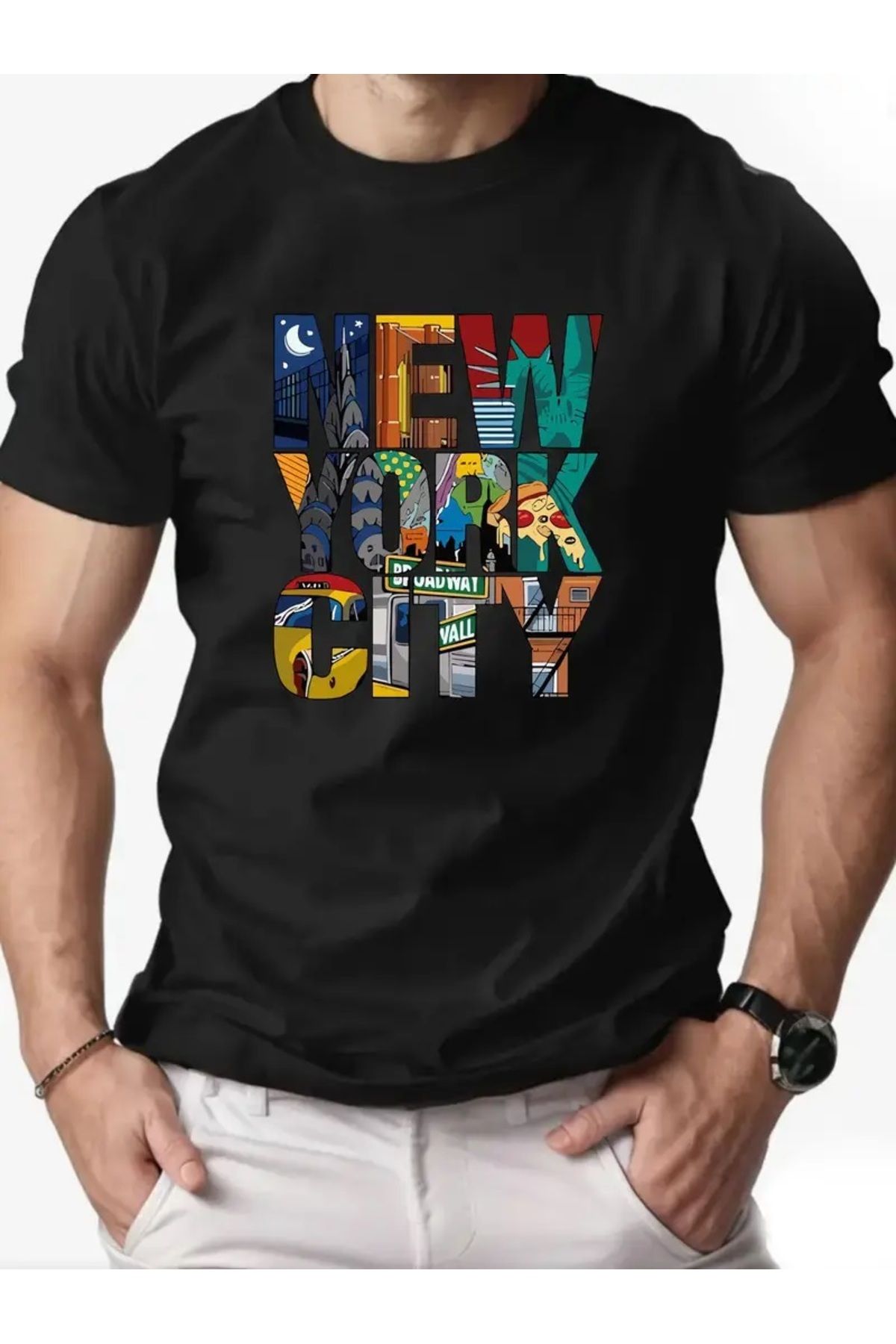 qubo sportswear & company qubo Unisex Oversize Baskılı Pamuklu Bisiklet Yaka Kısa Kollu SİYAH T-shirt