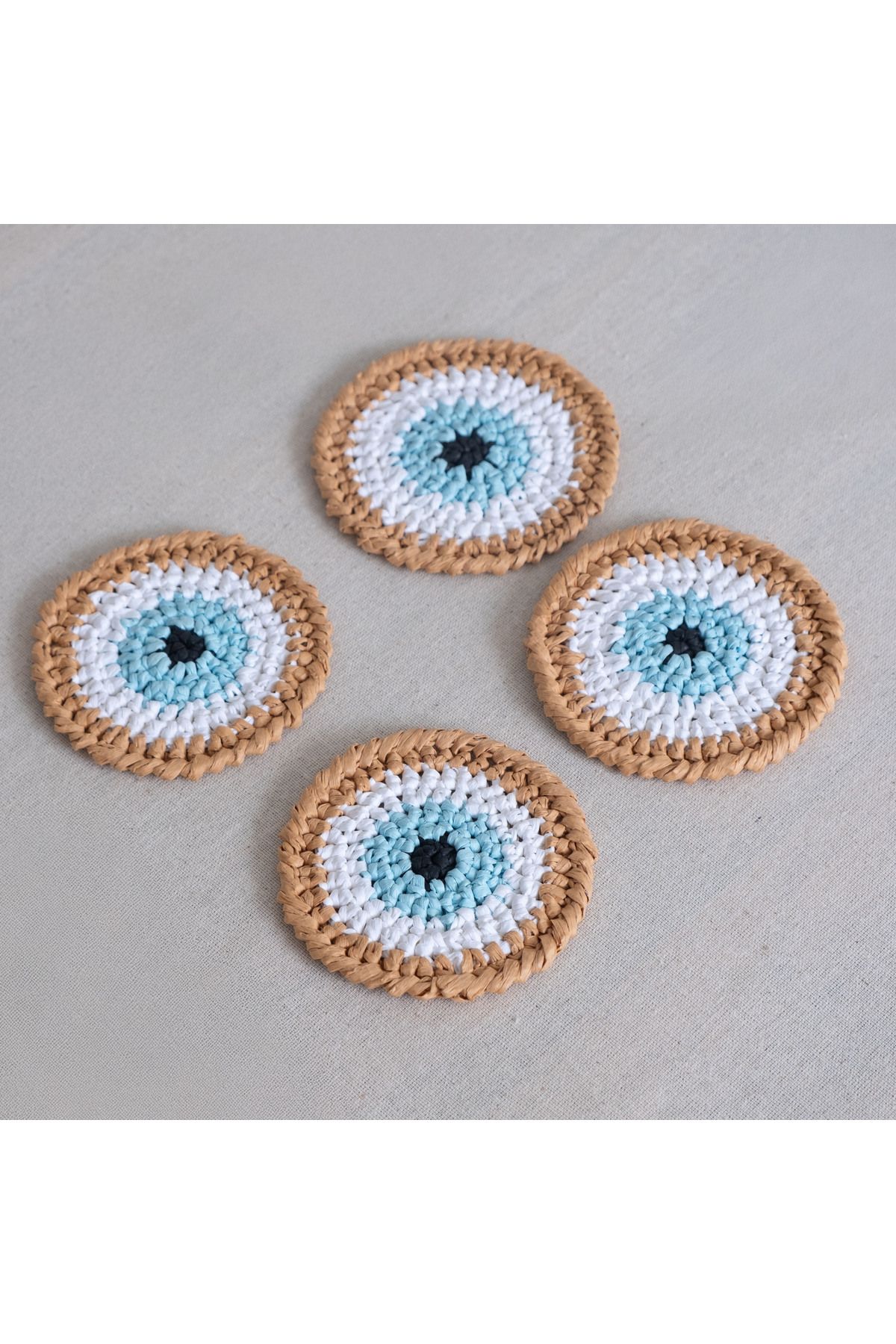 DECORDEM VOYE 4'lü Rafya Bardak Altlığı 12cm