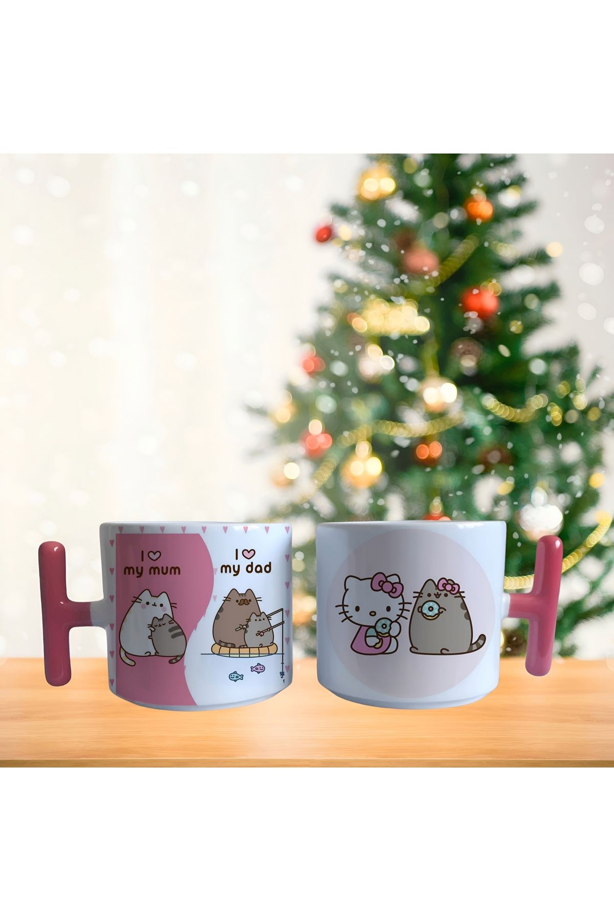 Ghostbusters Pusheen ve hello Kitty aile sevgisi Porselen Fincan / Kupa -mug