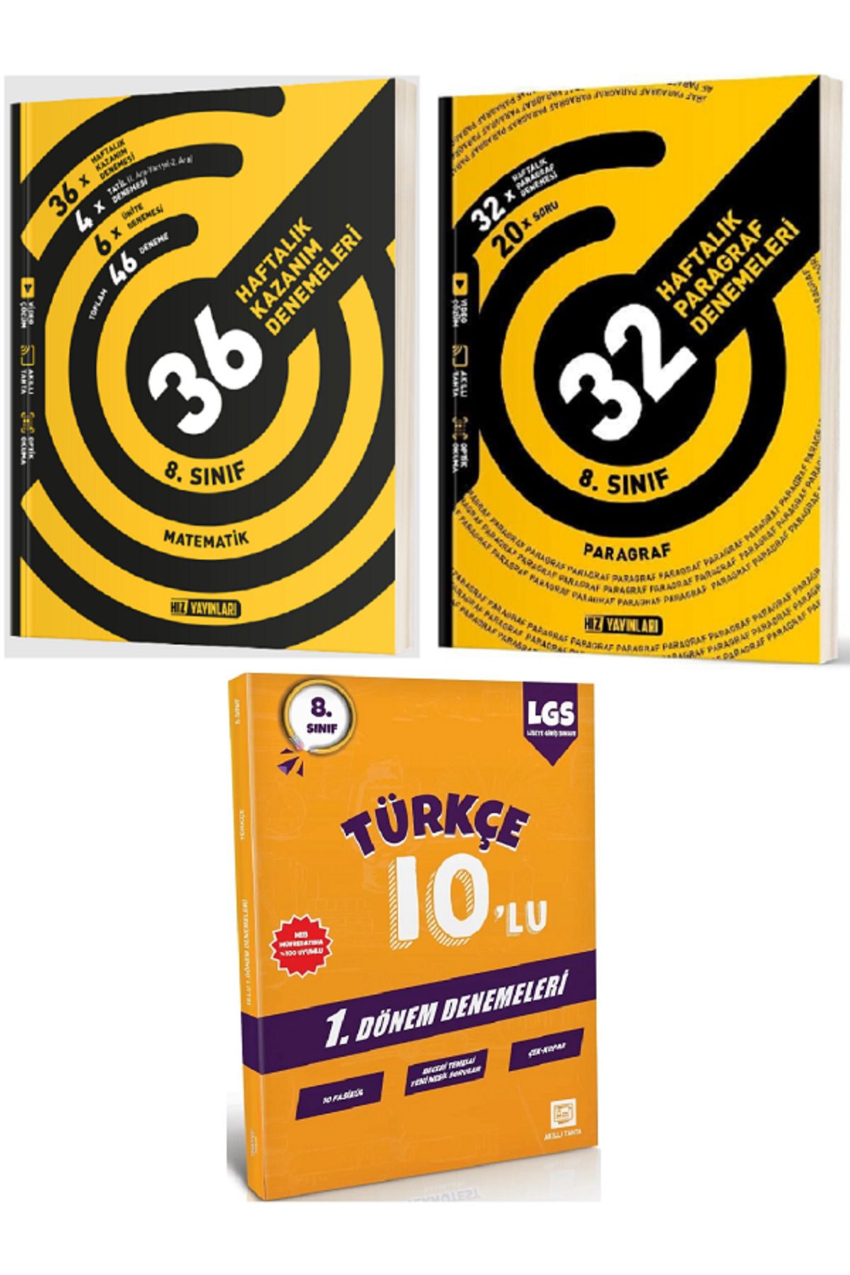 Efsane Yayınları 8.Sınıf Hız Matematik + Paragraf 36 Haftalık Denemeleri / 10'Lu Türkçe Deneme HEDİYE - 3 KİTAP