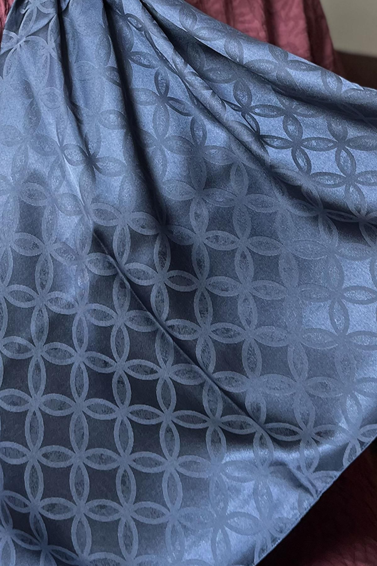 Sultan Eşarp-Sultan Jacquard Shawl - Flower Pattern - Slj001-04 - Indigo 2