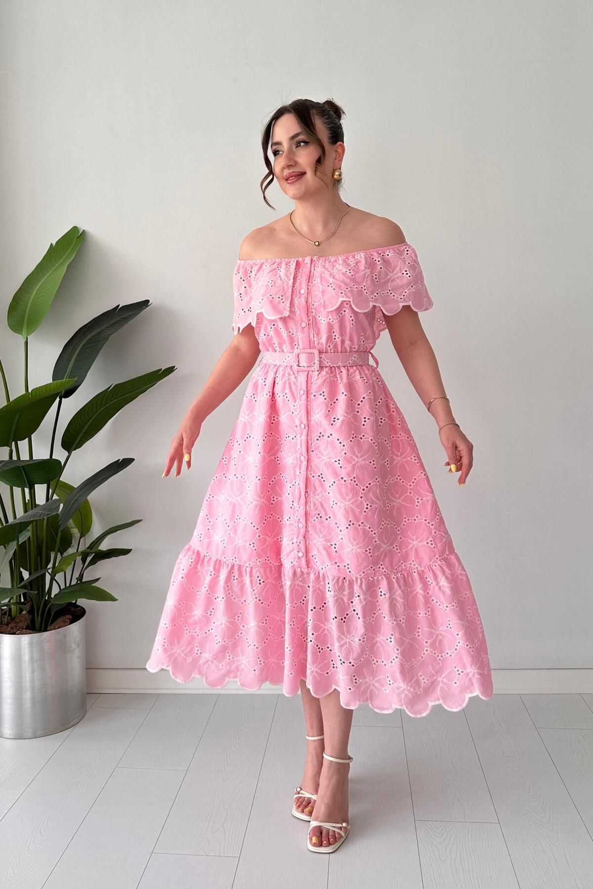 MaziButik Madonna Brode Elbise Pembe