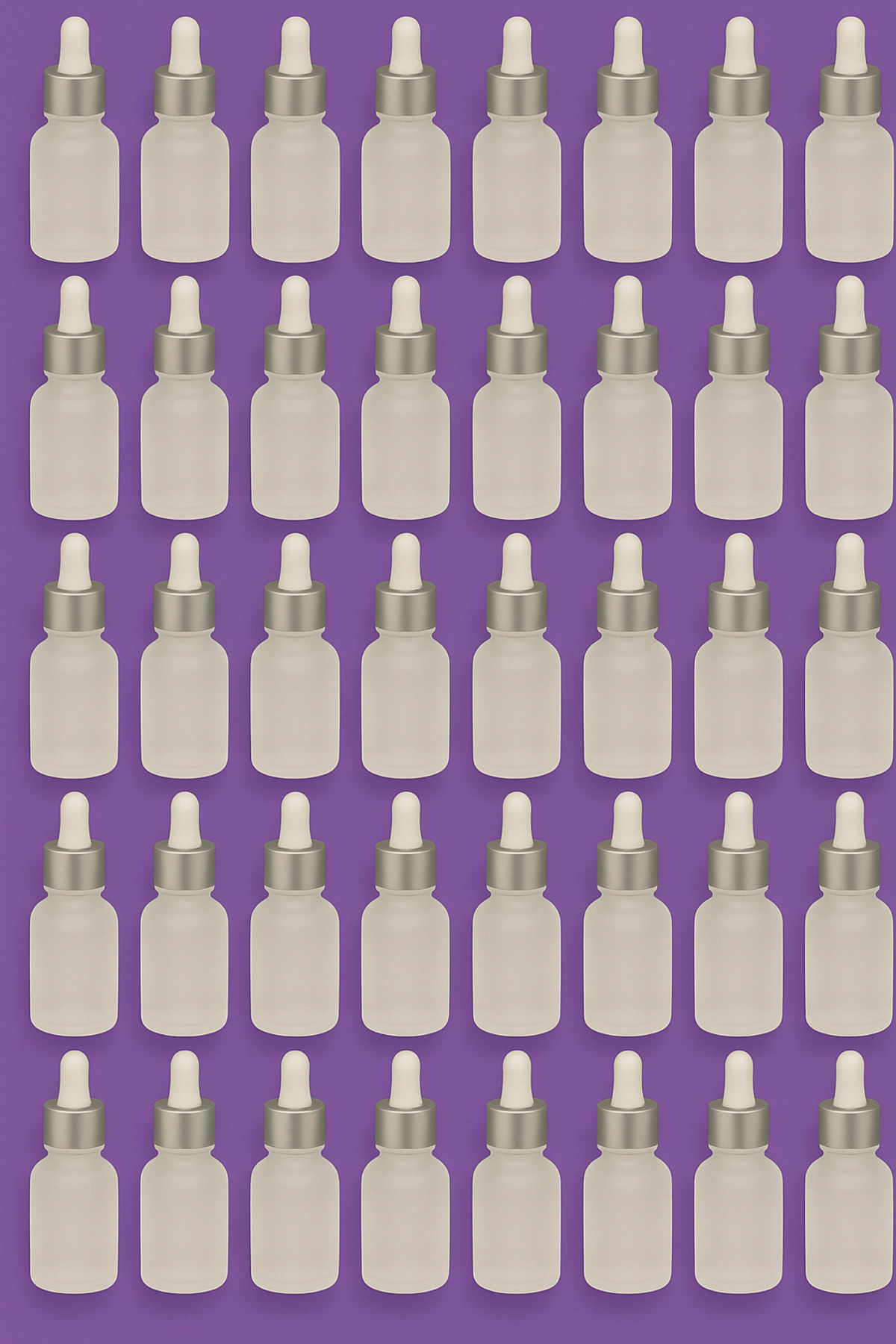 viaderm 30 ml Boş Serum Şişesi Buzlu Cam 40 Adet - Beyaz Emzik - Gümüş Kapak