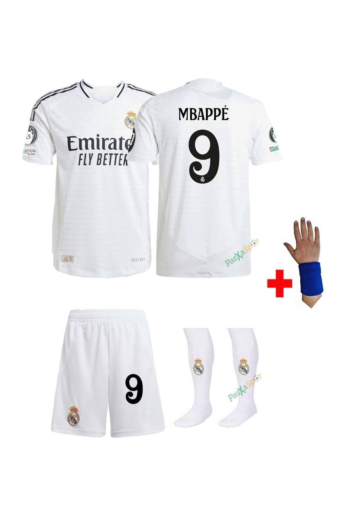 yenteks Real.Madid.Mbappe 24/25 Sezon Beyaz 9 Numara Çocuk Forması 4 parça