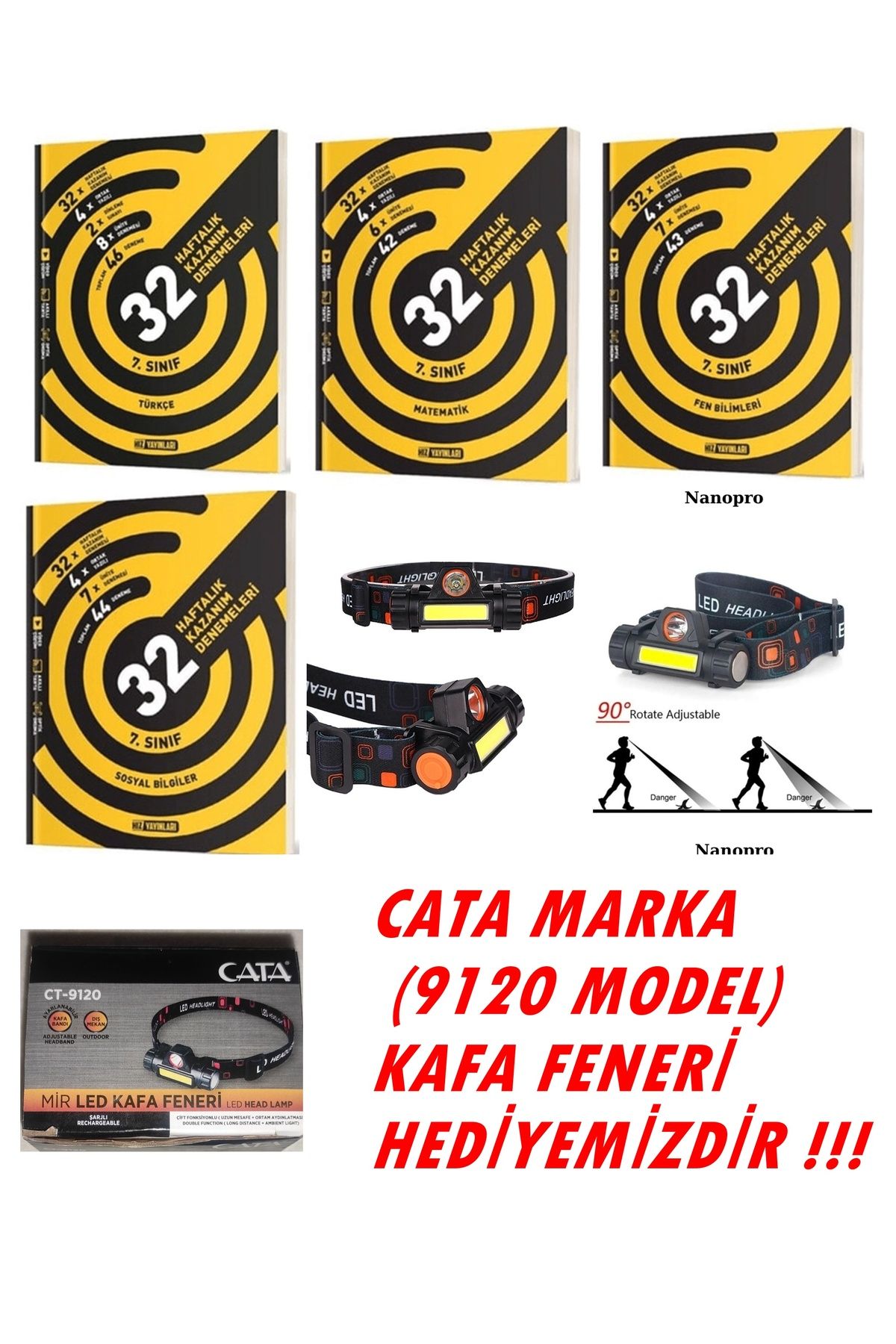 Hız Yayınları 2025-2026 MÜFREDAT 7.SINIF 32 HAFTALIK DENEMESETİ+CATA MARKA KAFA FENERİ HEDİYE.HIZ YAYIN