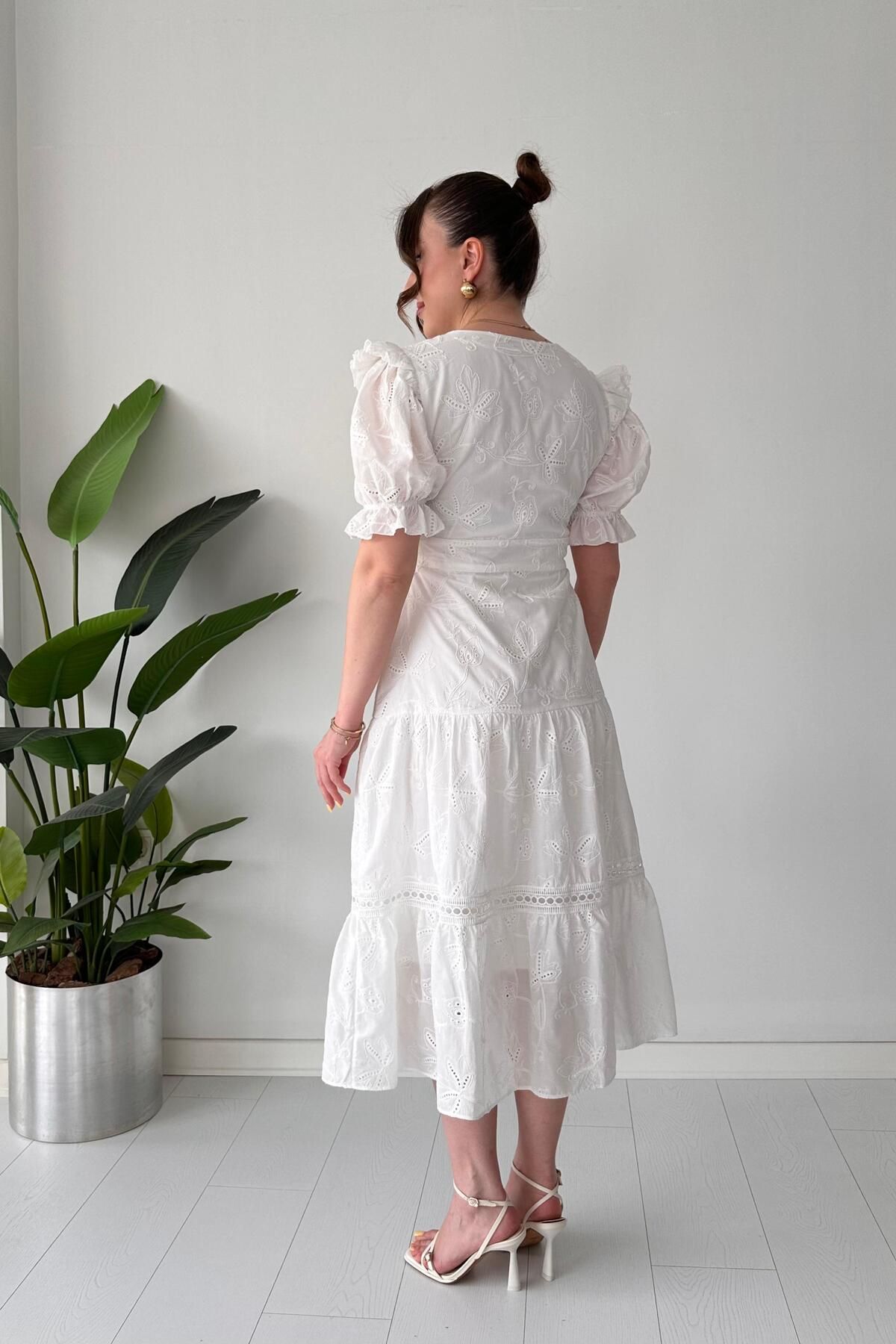 MaziButik-Φόρεμα Coral Fishtail Λευκό 3