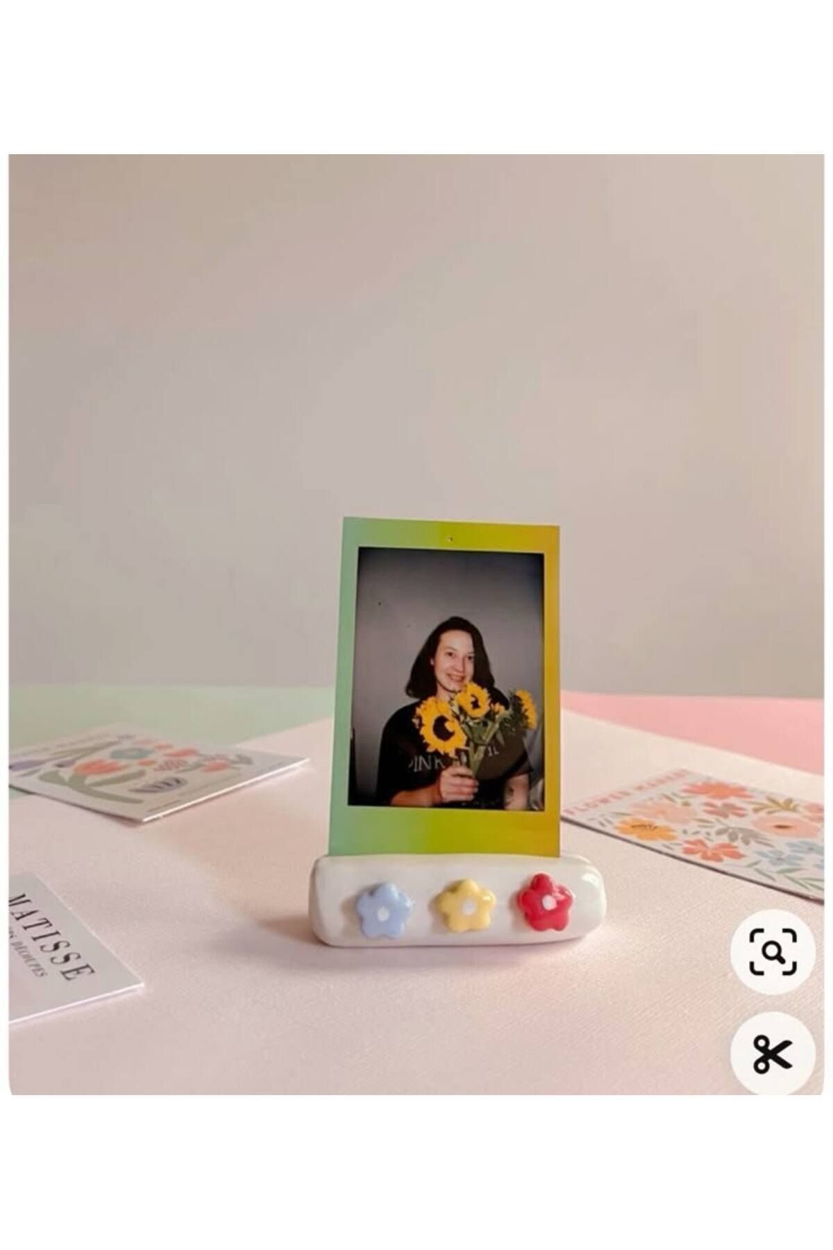 Elimin Çamuru Çiçek Kalp Dekoratif Fotoğraf Tutucu, Kart Tutucu 1 Adet Fotograflık Fotograf Tutacak Çerçeve