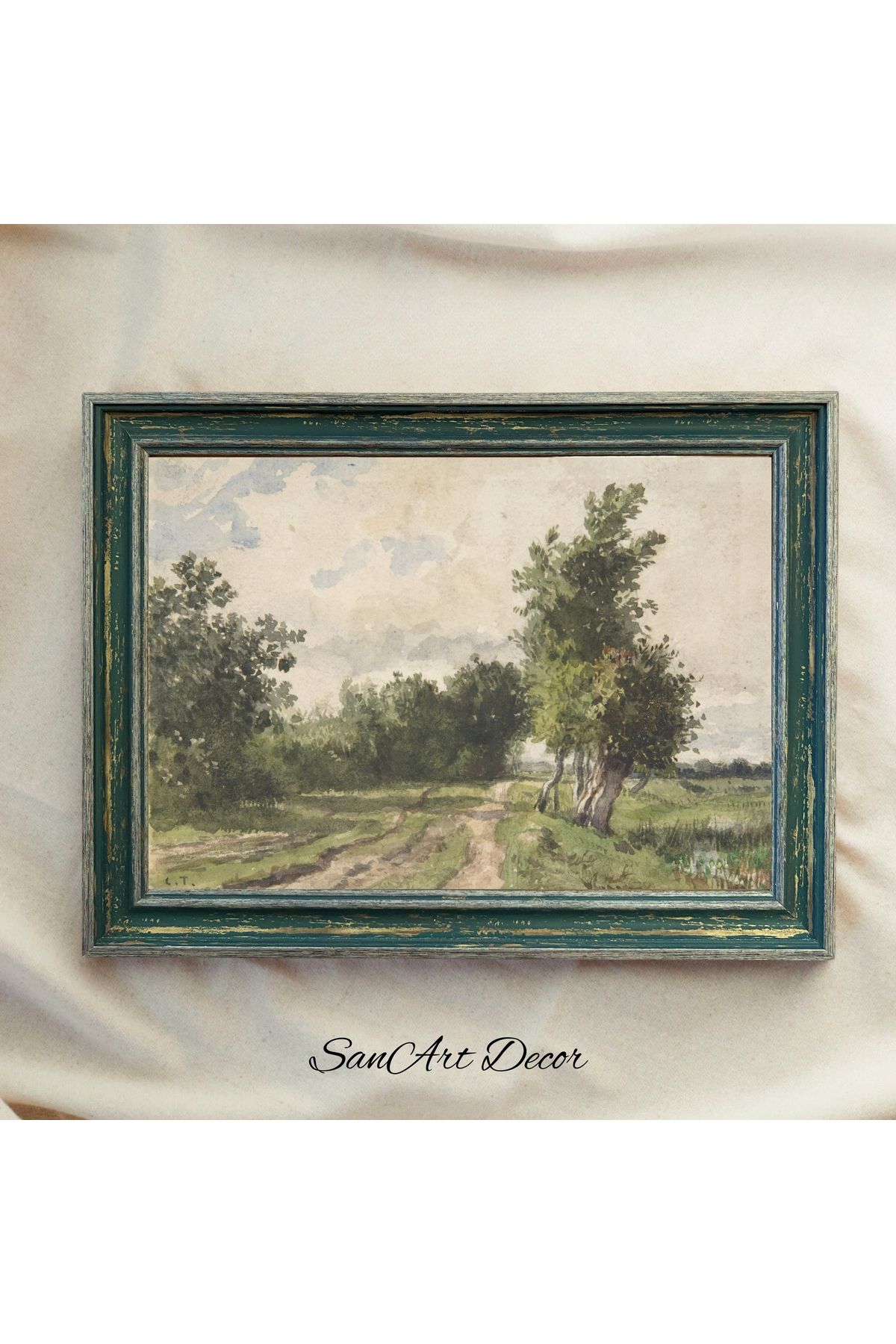 Sanart Çerçeveli Vintage Tablo, Yağlı Boya Tablosu, Çerçeveli Tablo, Sanatsal Dekor, Manzara Tablosu