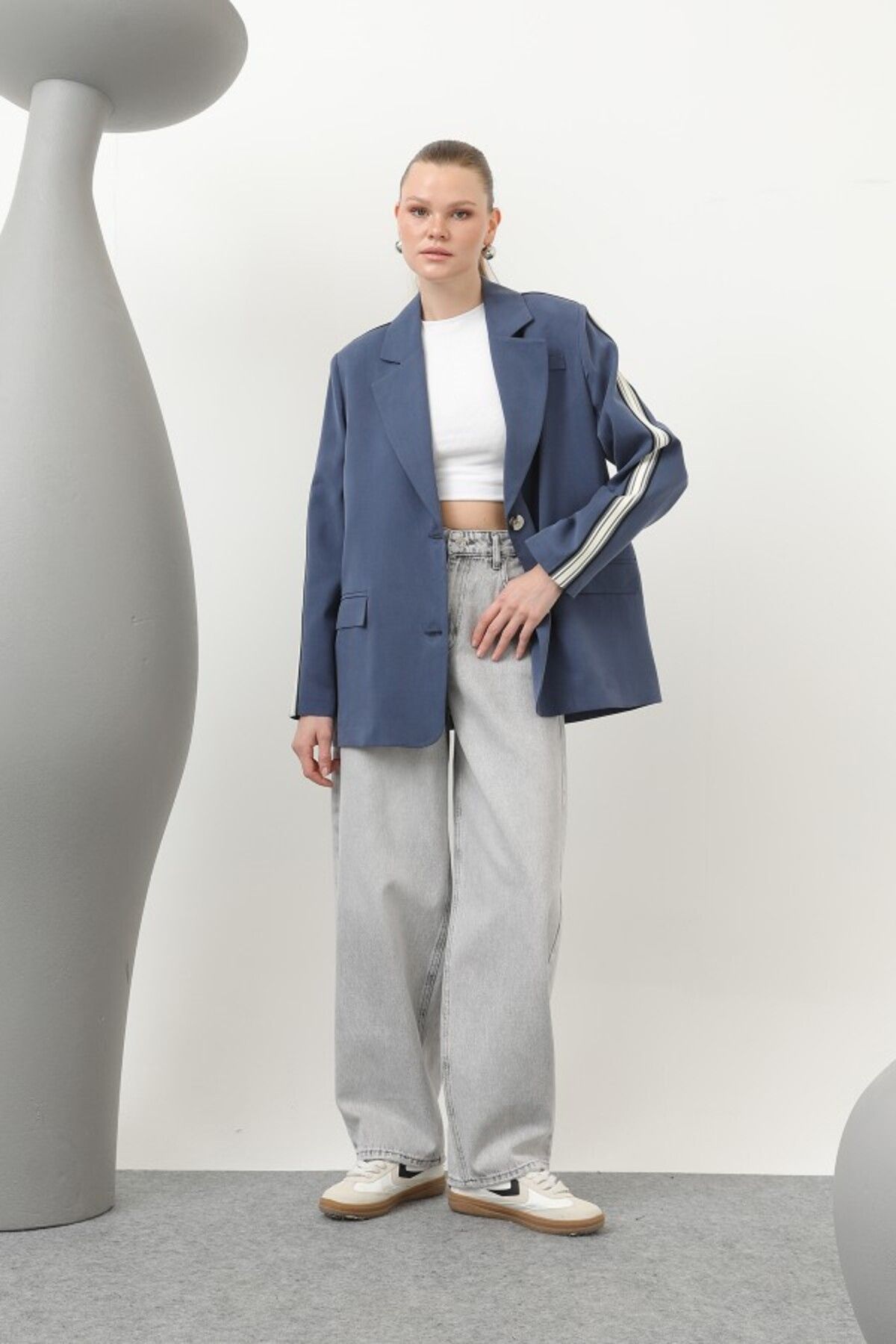 Soul Kadın Şerit Detaylı Blazer Ceket - 32199CKT