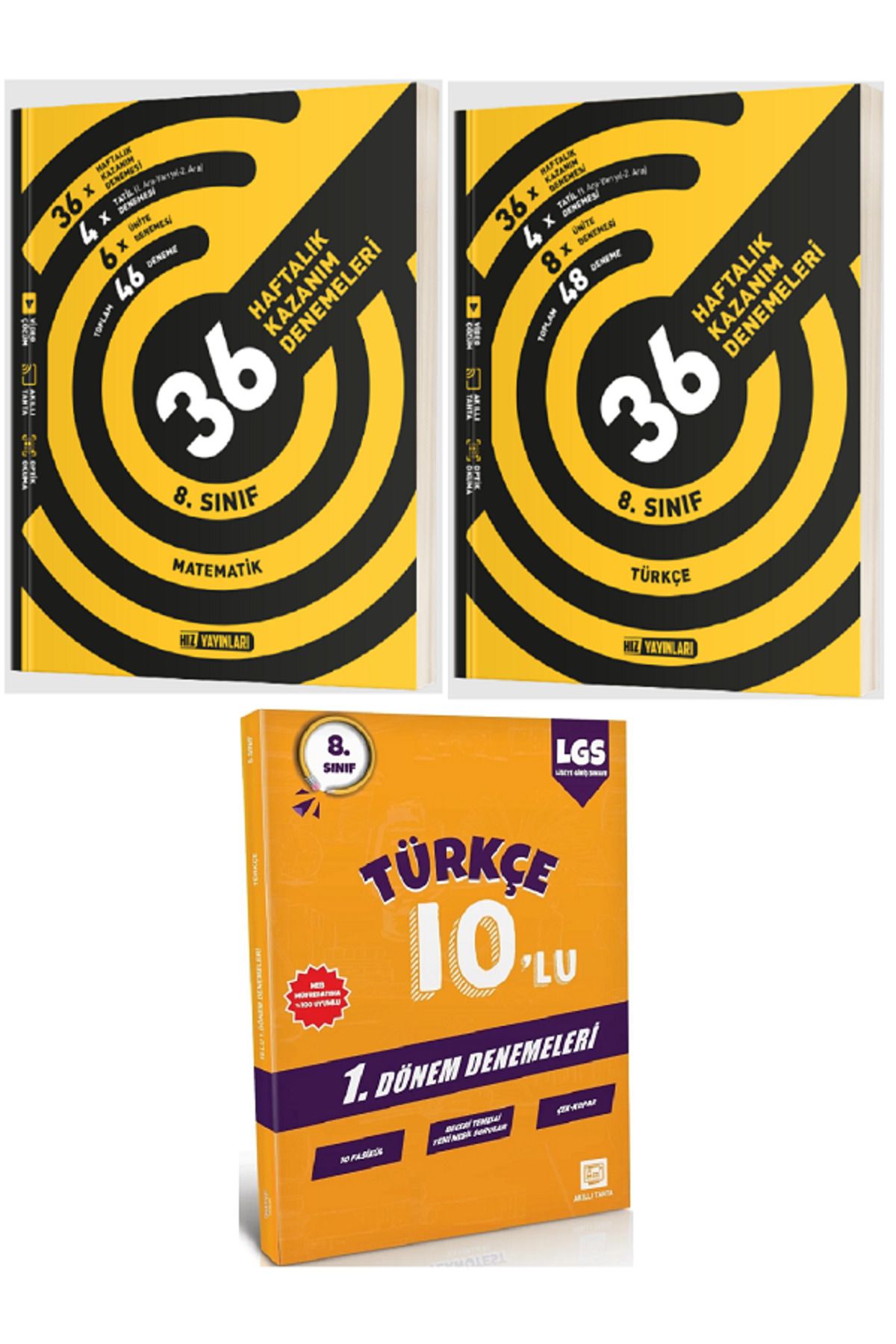 Efsane Yayınları 8.Sınıf Hız Matematik + Türkçe 36 Haftalık Denemeleri / 10'Lu Türkçe Deneme HEDİYE - 3 KİTAP