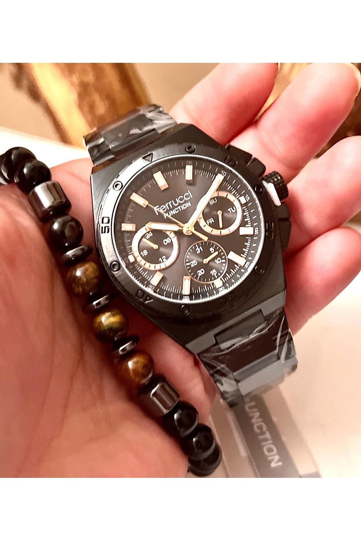 Ferrucci Full Fonksiyonlu Yeni Sezon Çelik Erkek Kol Saati+Bileklik Hediyeli