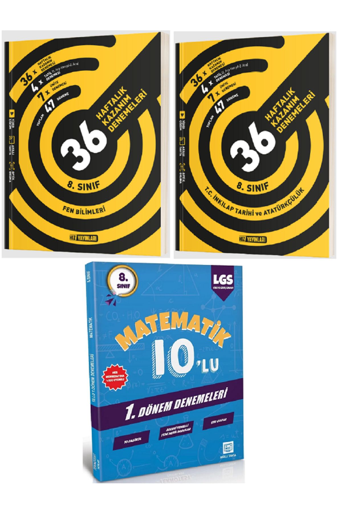 Efsane Yayınları 8.Sınıf Hız Fen Bilimleri + İnkılap 36 Haftalık Denemeleri / 10'Lu Matematik Deneme HEDİYE - 3 KİTAP