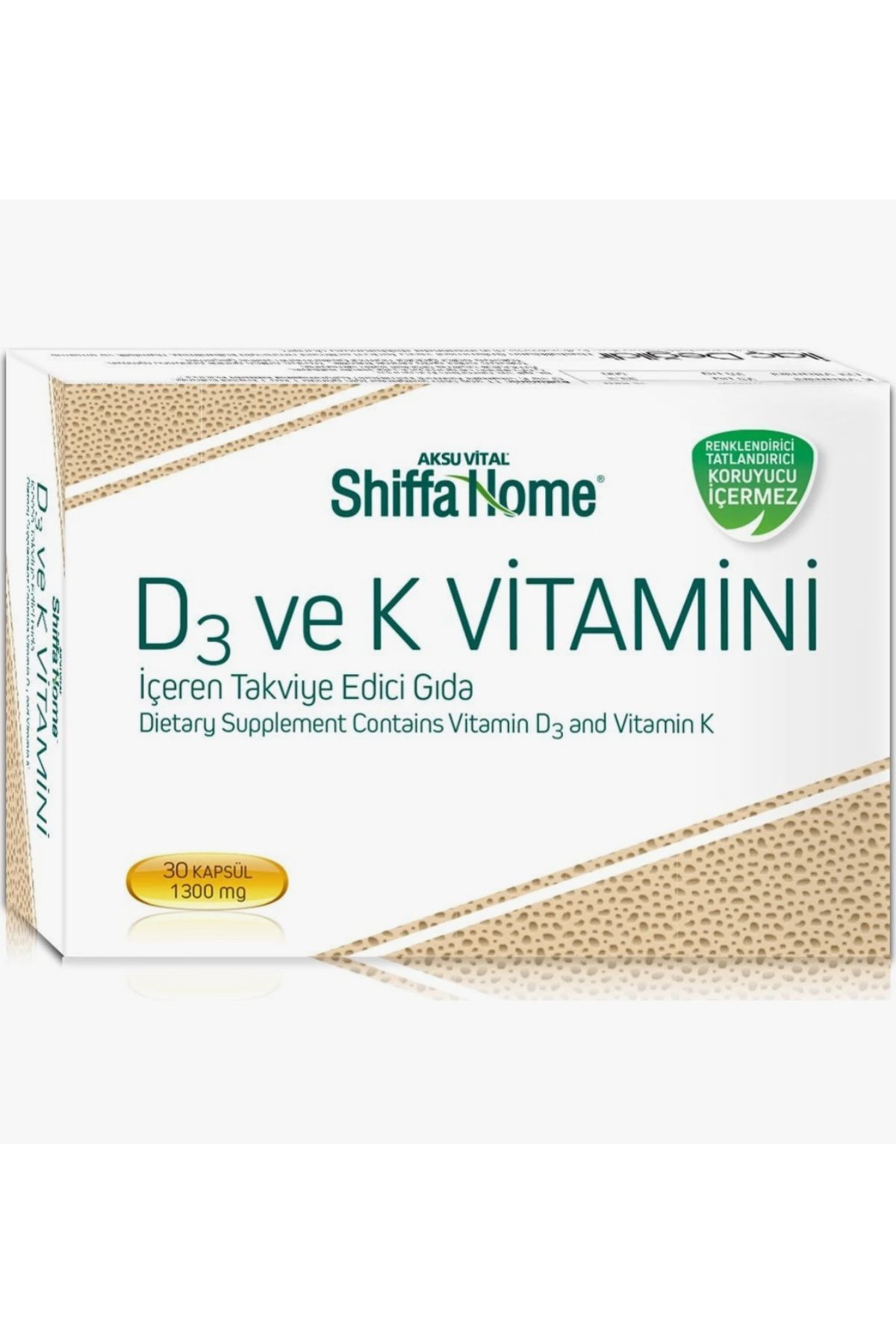 Aksuvital Bitkisel Ürünler Aksuvital Shiffa Home D3 ve K Vitamini 1300 Mg 30 Adet