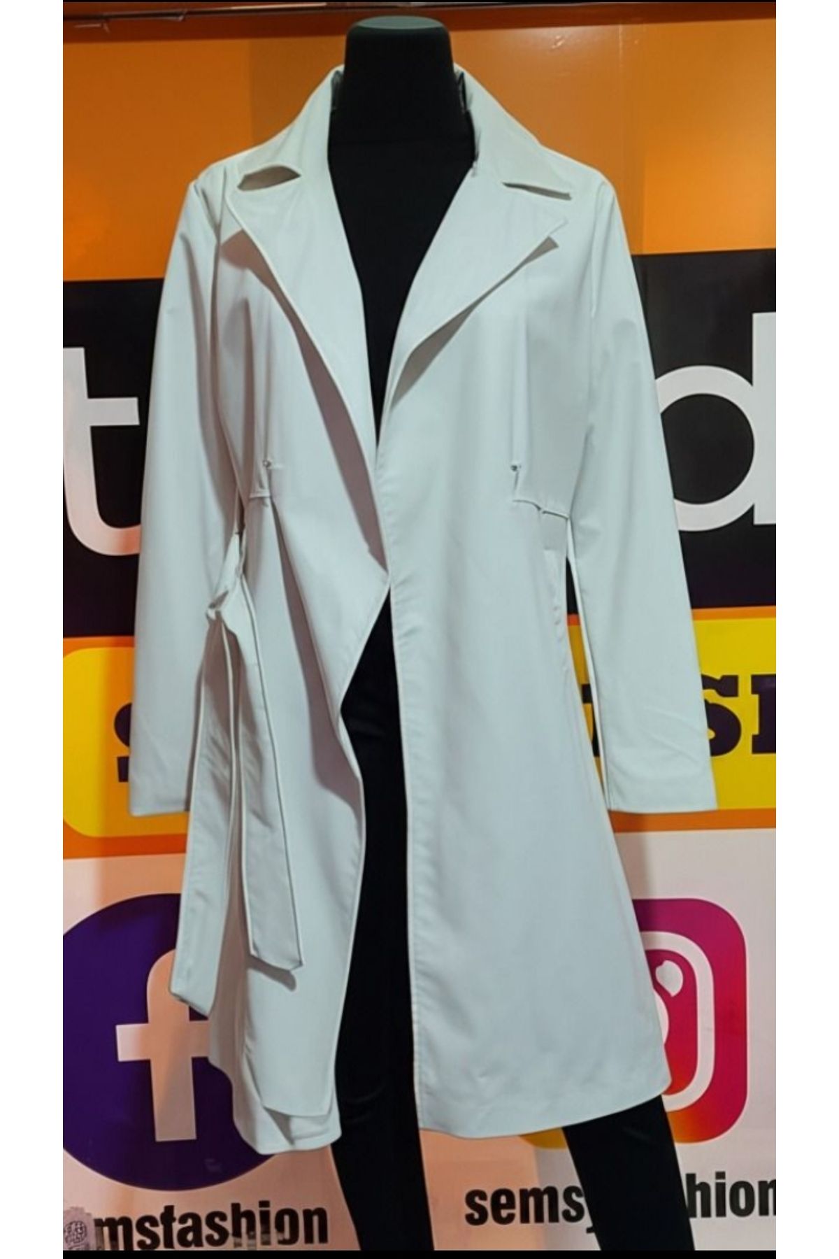 şems fashion suni deri Kumaş trenckot deri trenckot maxi boy trenckot