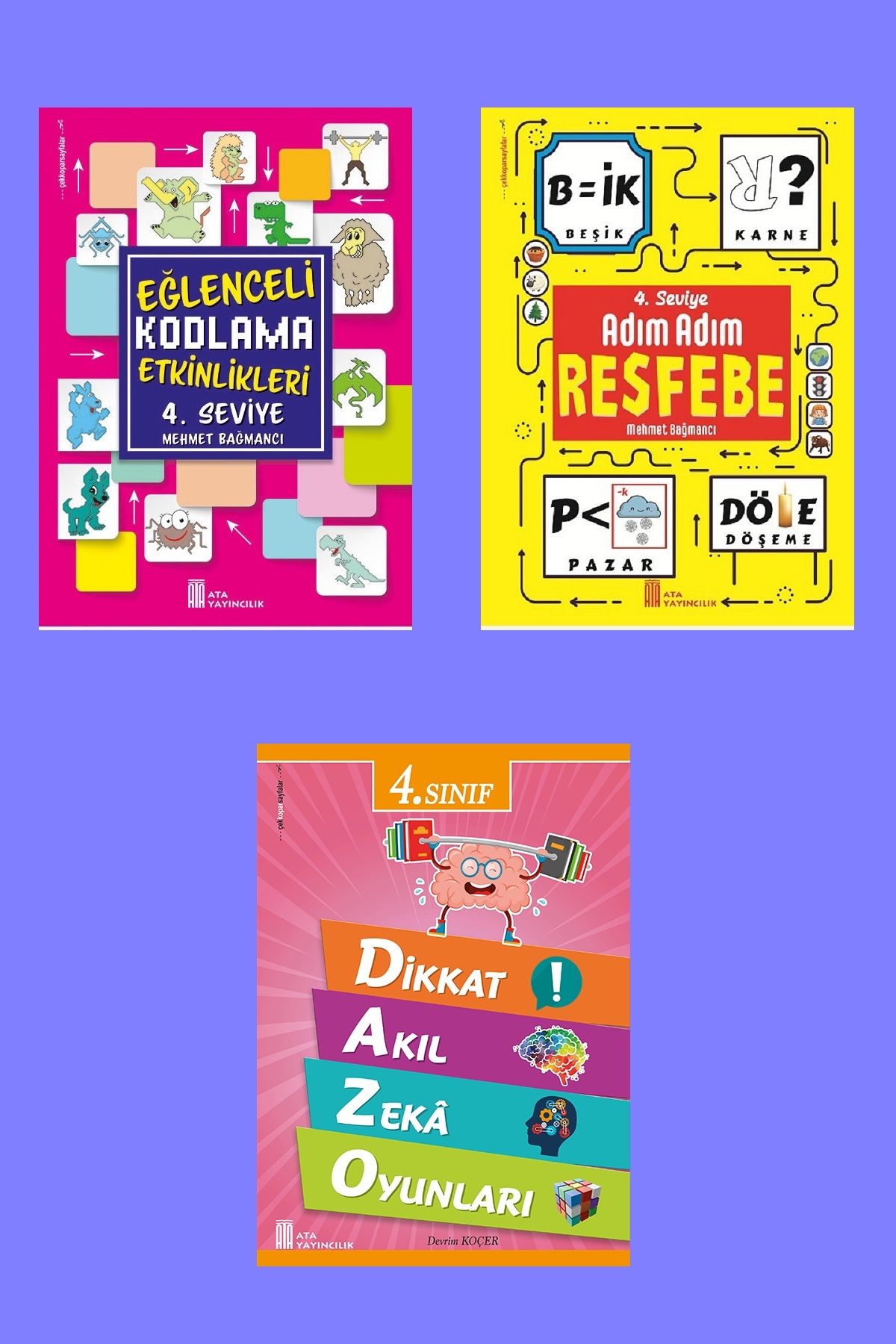 Ata Yayıncılık 4.Sınıf Eğlenceli Kodlama+Resfebe+Dikkat Akıl Zeka Oyunları