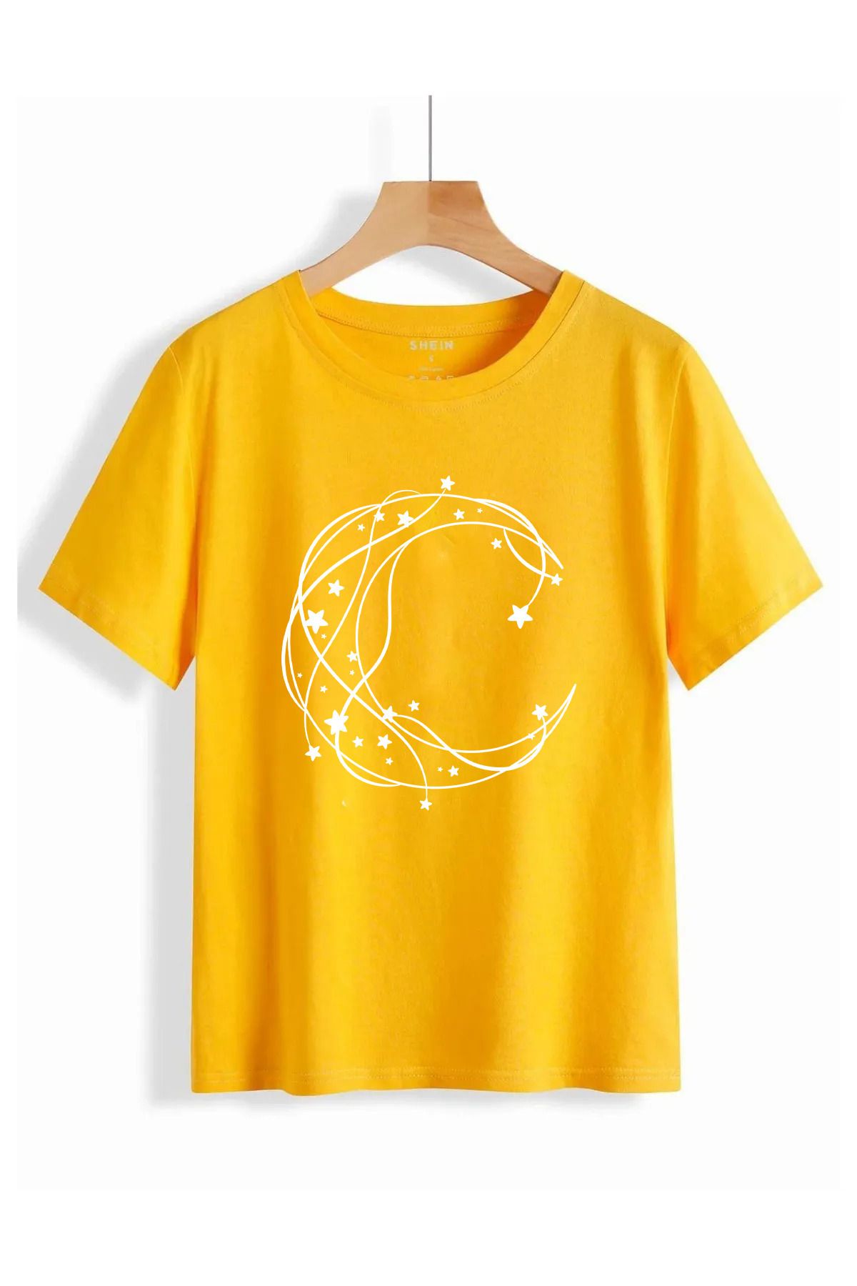 JAMPY Unisex Sarı Ay Baskılı Oversize T-shirt
