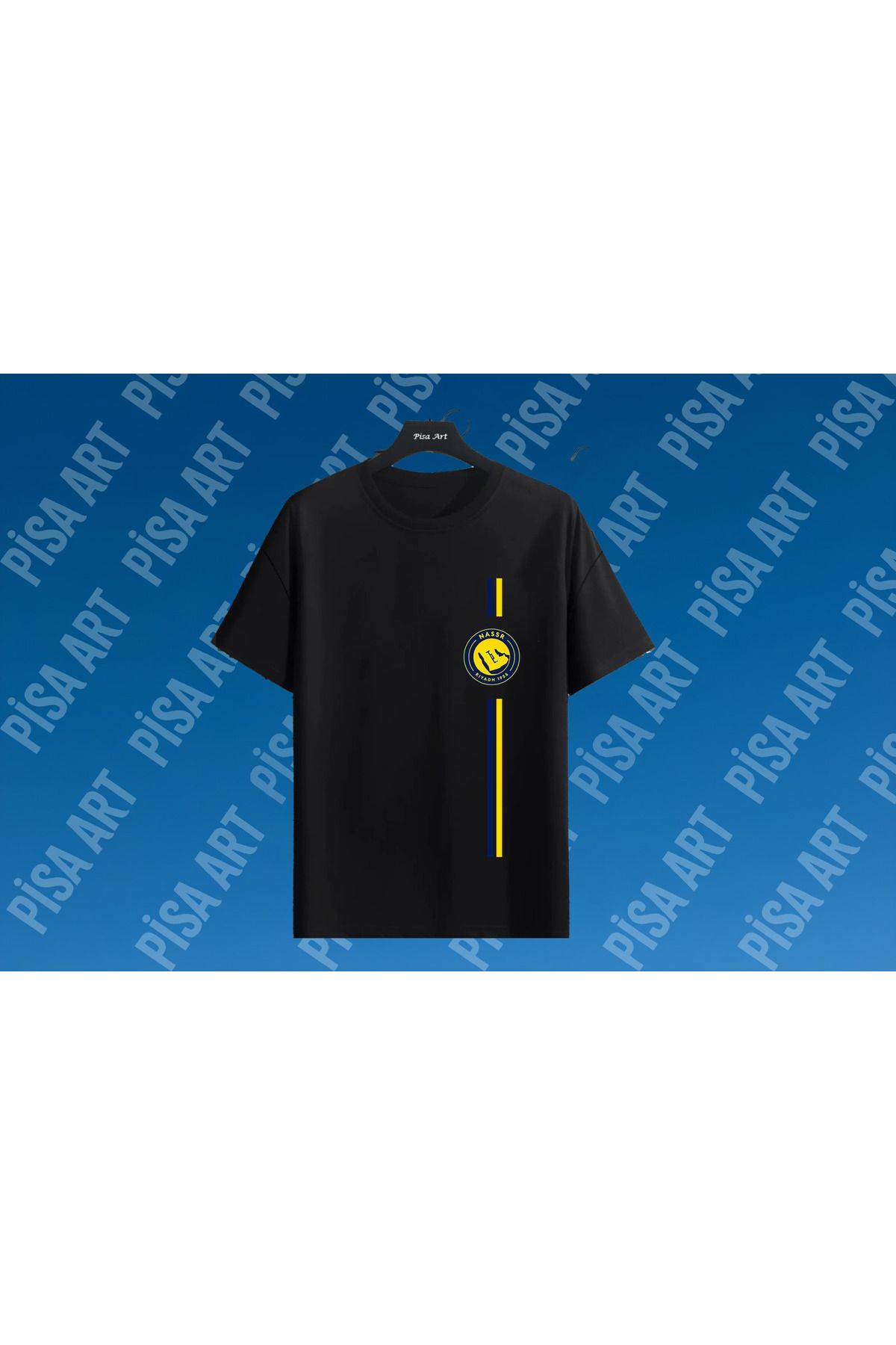 Pisa Art Al Nassr Dikey Çizgili Özel Tasarım Unisex Taraftar T-Shirt