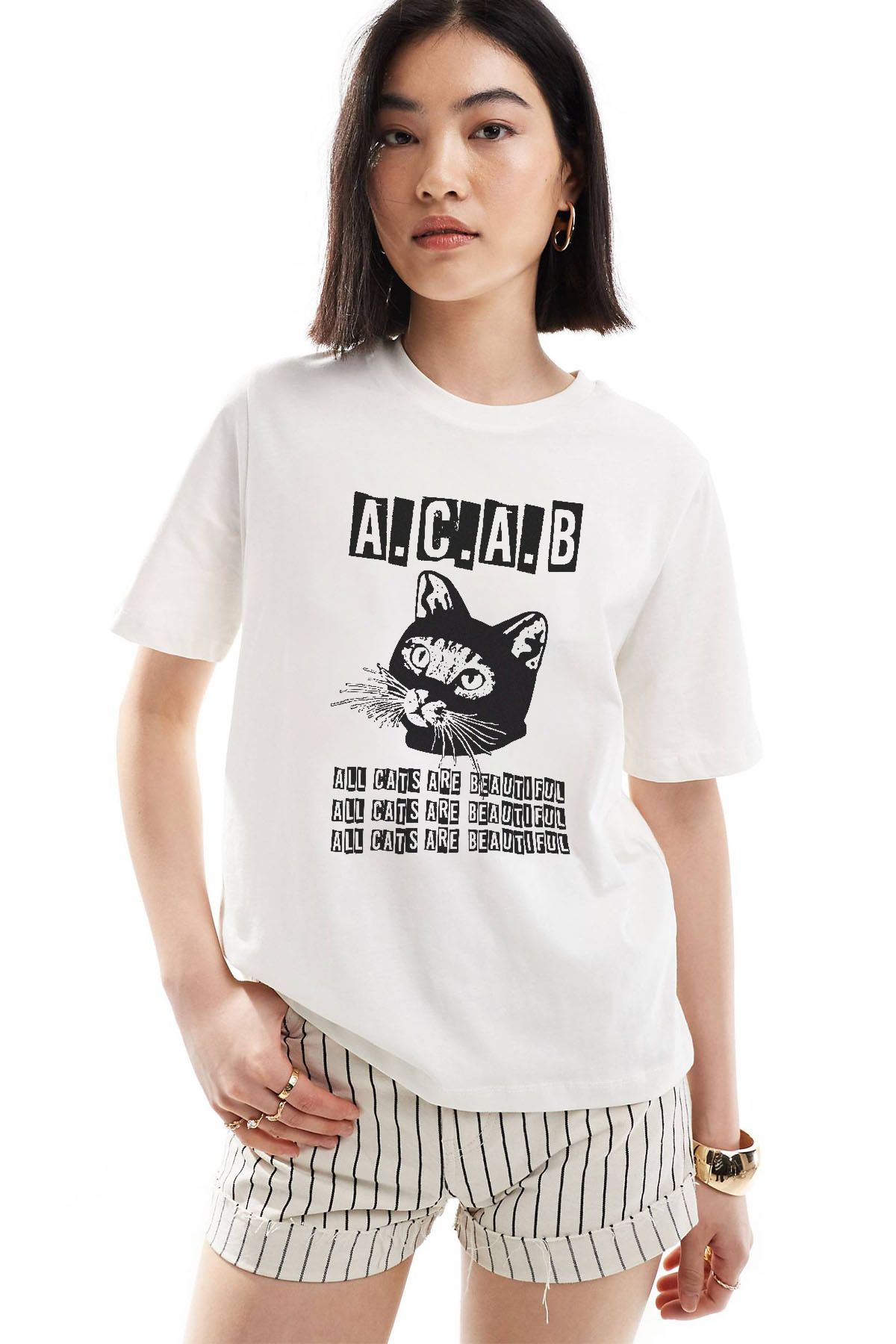 Tee&more. Unisex Regular Fit All Cats Are Beautiful Baskılı Premium T-shirt